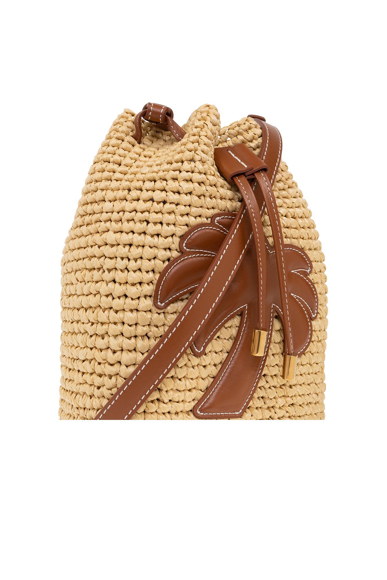 Beige bucket store slouch bag