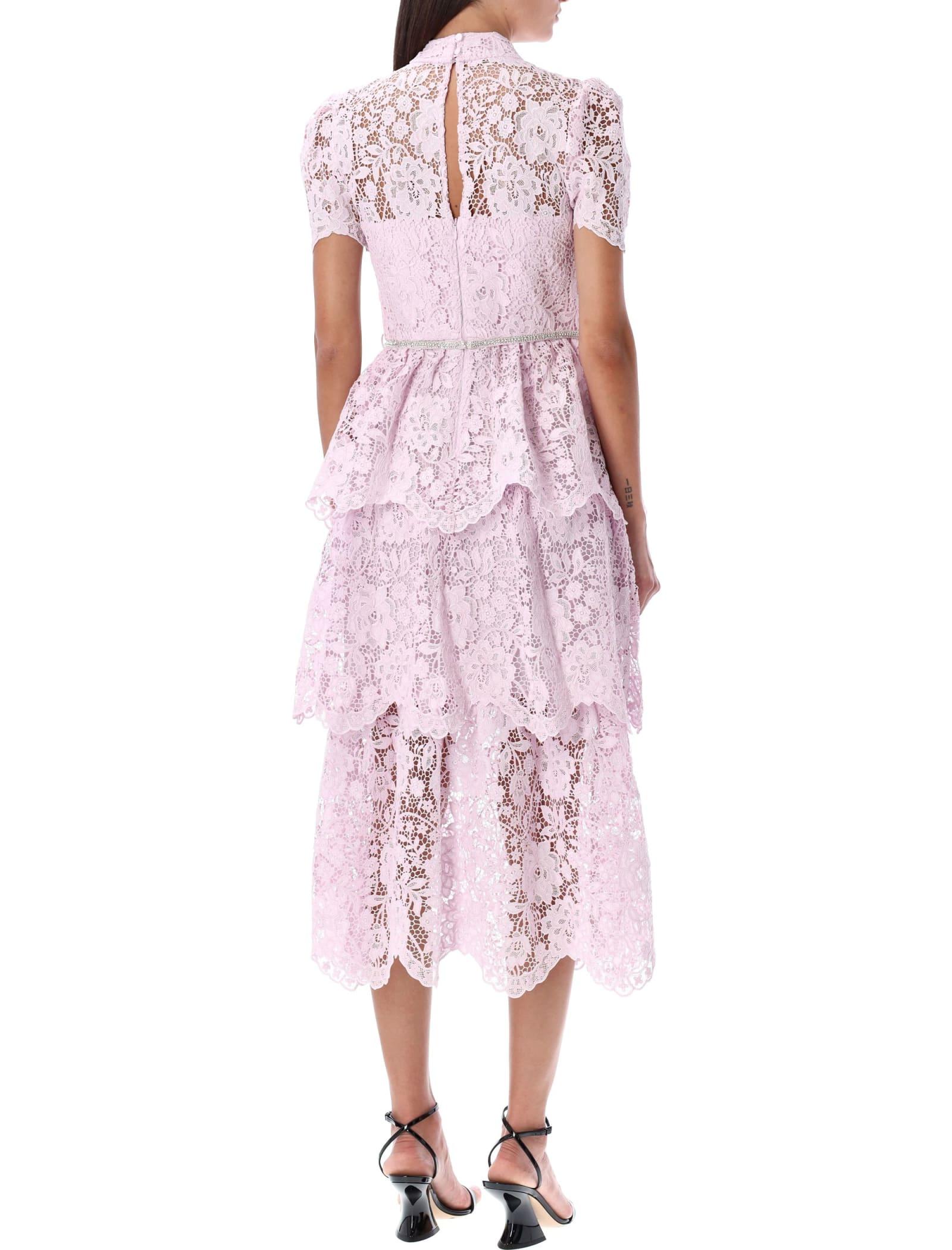 ◆関税込◆【Self-Portrait】Pink llic Tiered Midi Dress Rent Pink Floral Print Tiered Midi - SELF-PORTRAIT | Selfridges