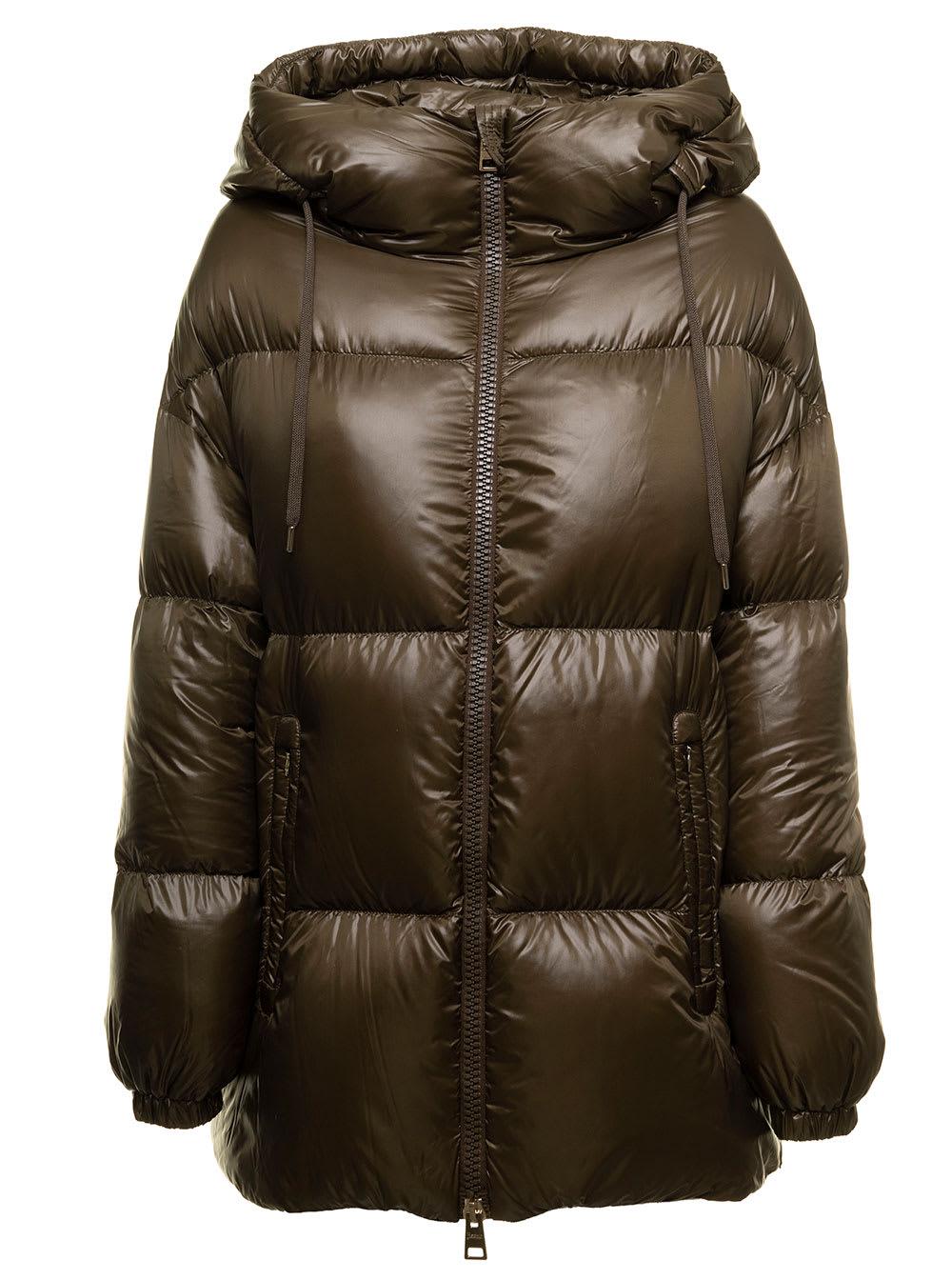 Herno Olive Down Jacket In Ultraligh Tweight Padded And Quilted