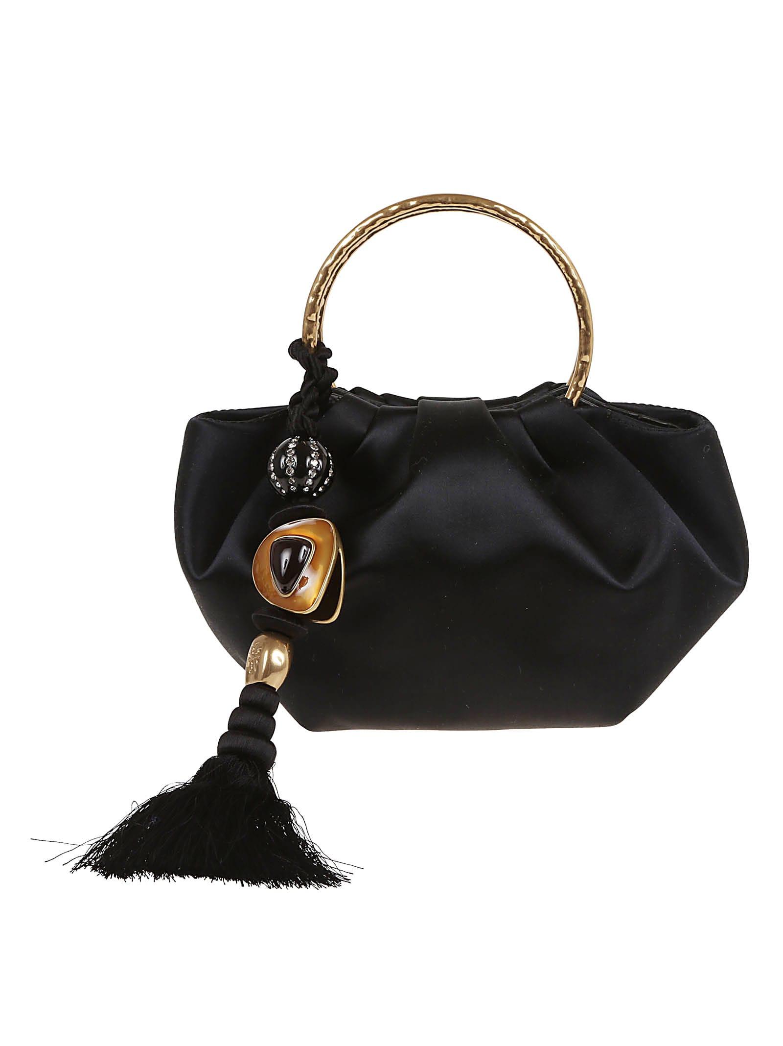 Tory Burch Satin Double Ring Evening Bag in Black Lyst