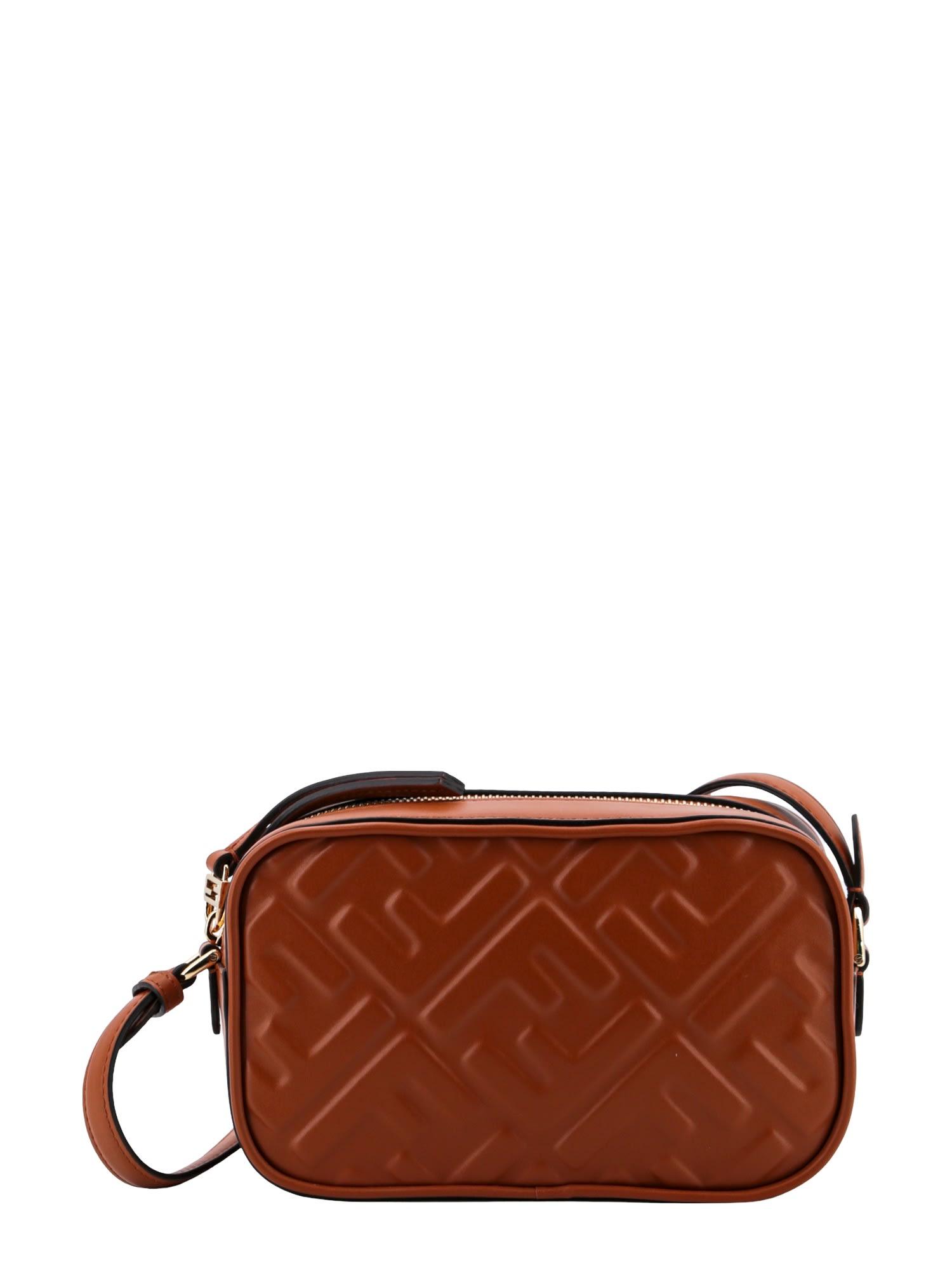 Fendi Ff Mini Leather Camera Bag in Brown