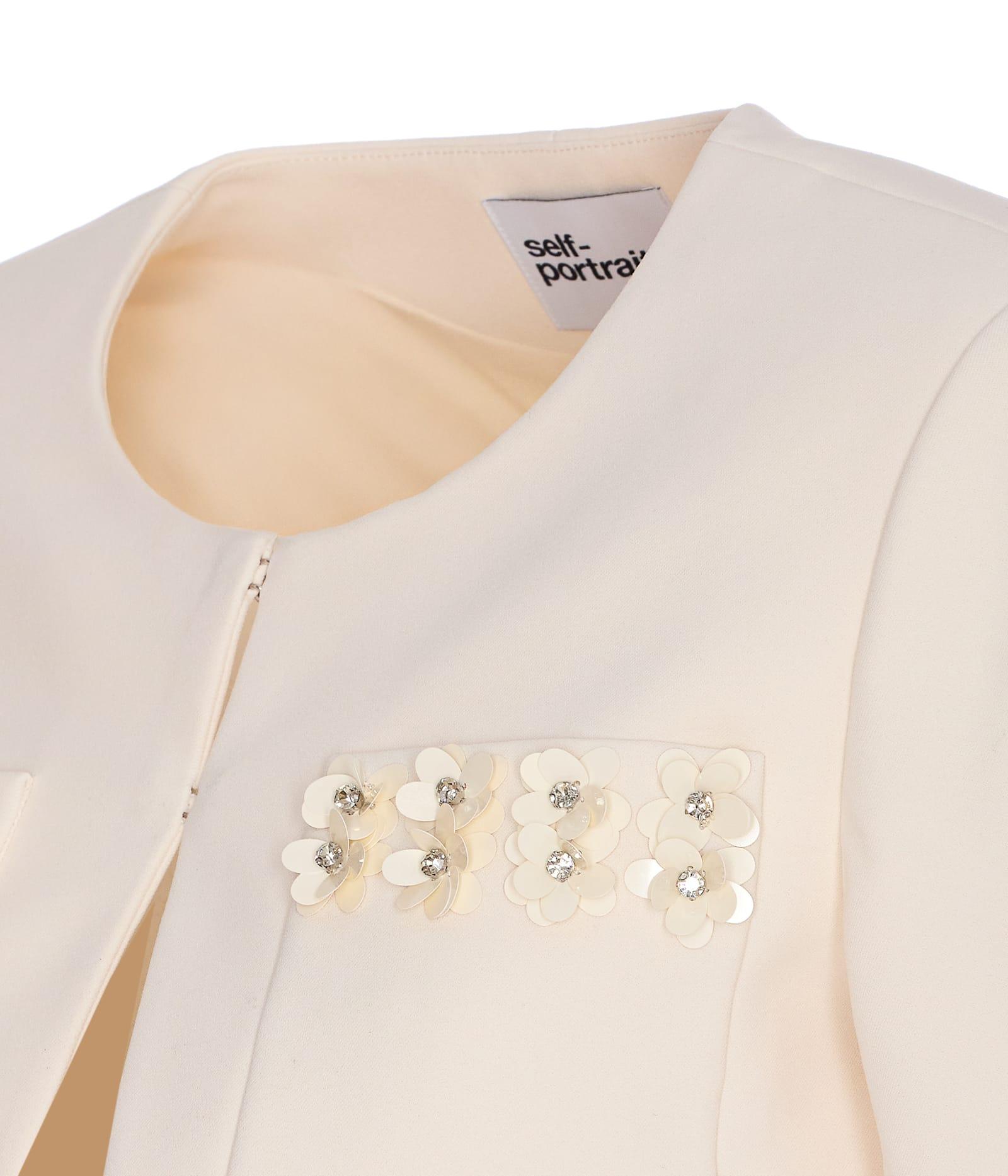 【送料&関税込】self-portrait 3d Sequin Cropped Jacket Self-Portrait 3D Sequin Cropped Jacket in White | Lyst