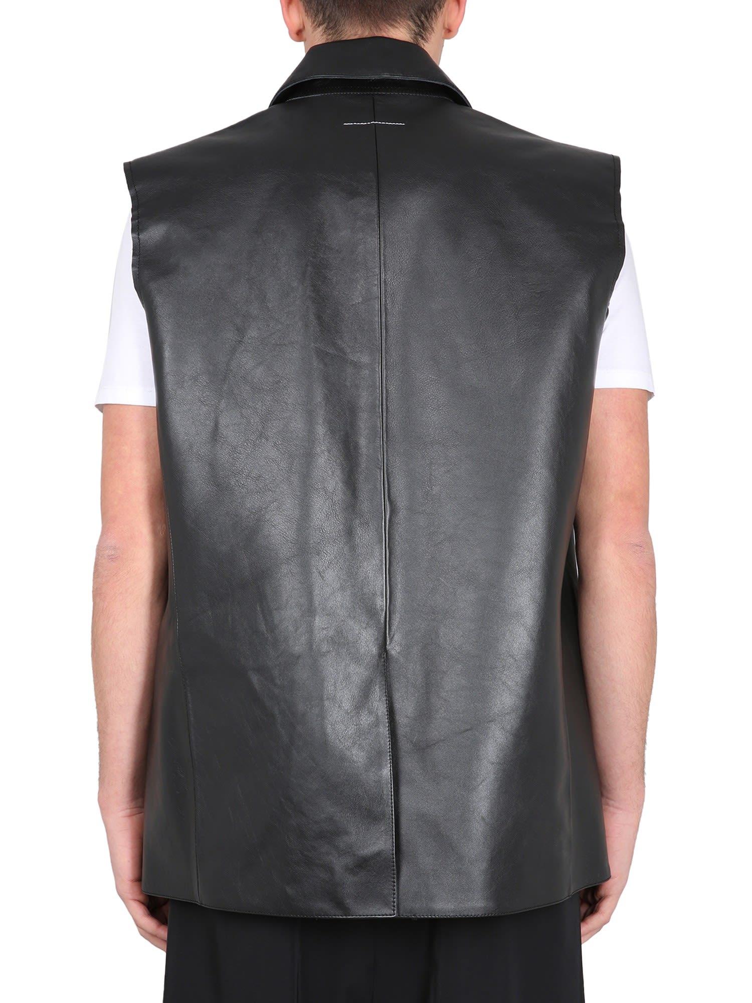 MM6 by Maison Margiela Leather Vest in Gray | Lyst