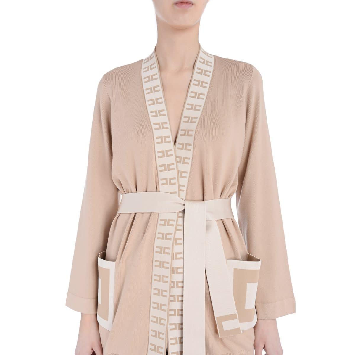 Elisabetta Franchi Synthetic Camel Color Kimono Cardigan in Natural - Save  1% | Lyst