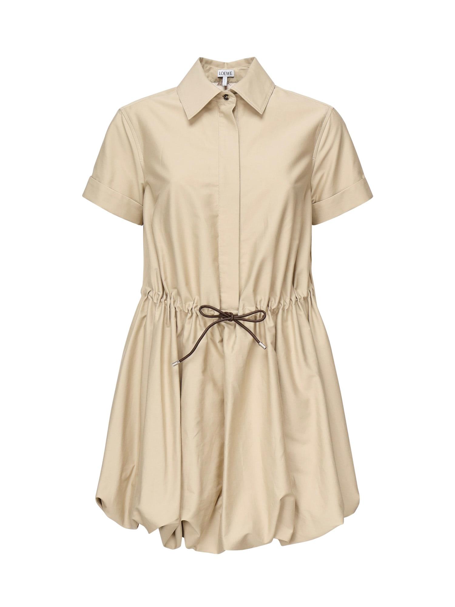 ワンピース LOEWE COTTON CHEMISIER DRESS Short sleeve dress in cotton and silk Beige - LOEWE