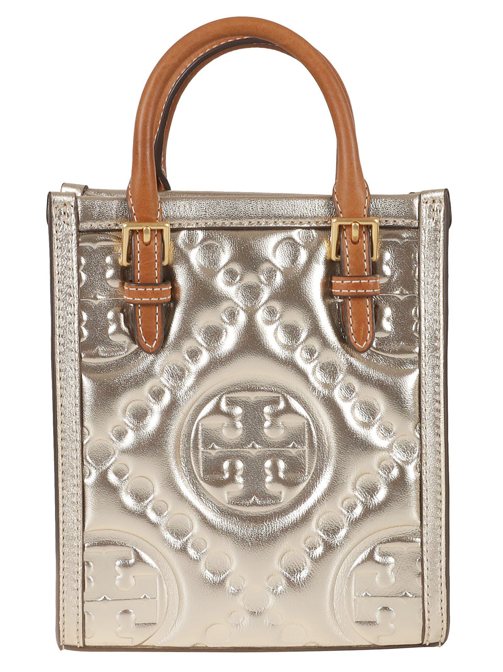 Tory Burch Mini T Monogram Metallic Puffy Bucket Bag