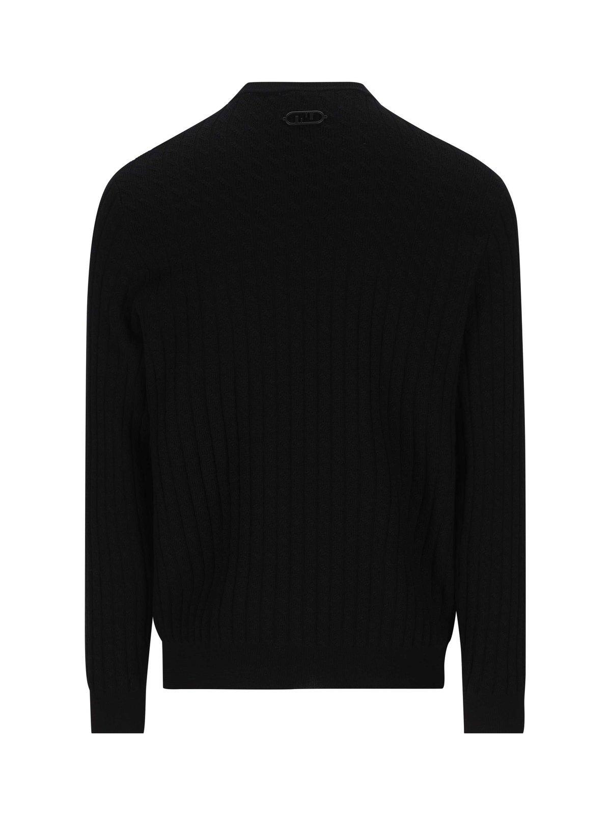 Fendi Cut-out Detailed Knit Jumper in Black for Men | Lyst