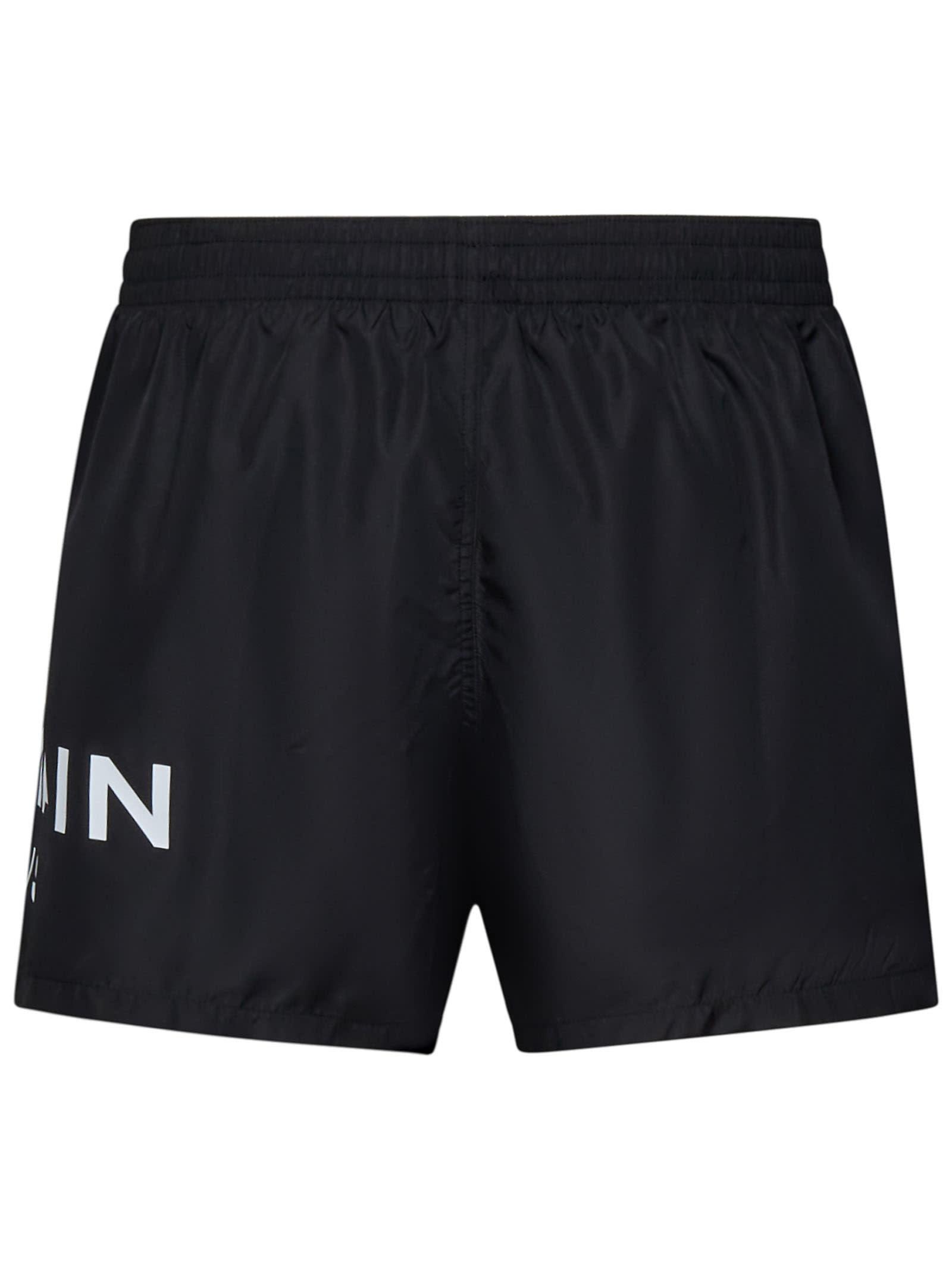 Balmain Kids logo-patch virgin-wool shorts - White
