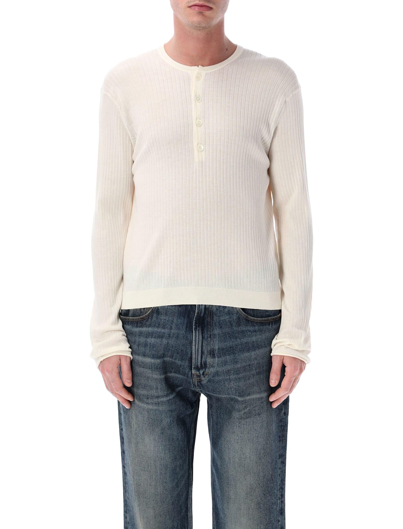 Our Legacy Fine Henley Cotton Crepe Sweater in Blue for Men | Lyst