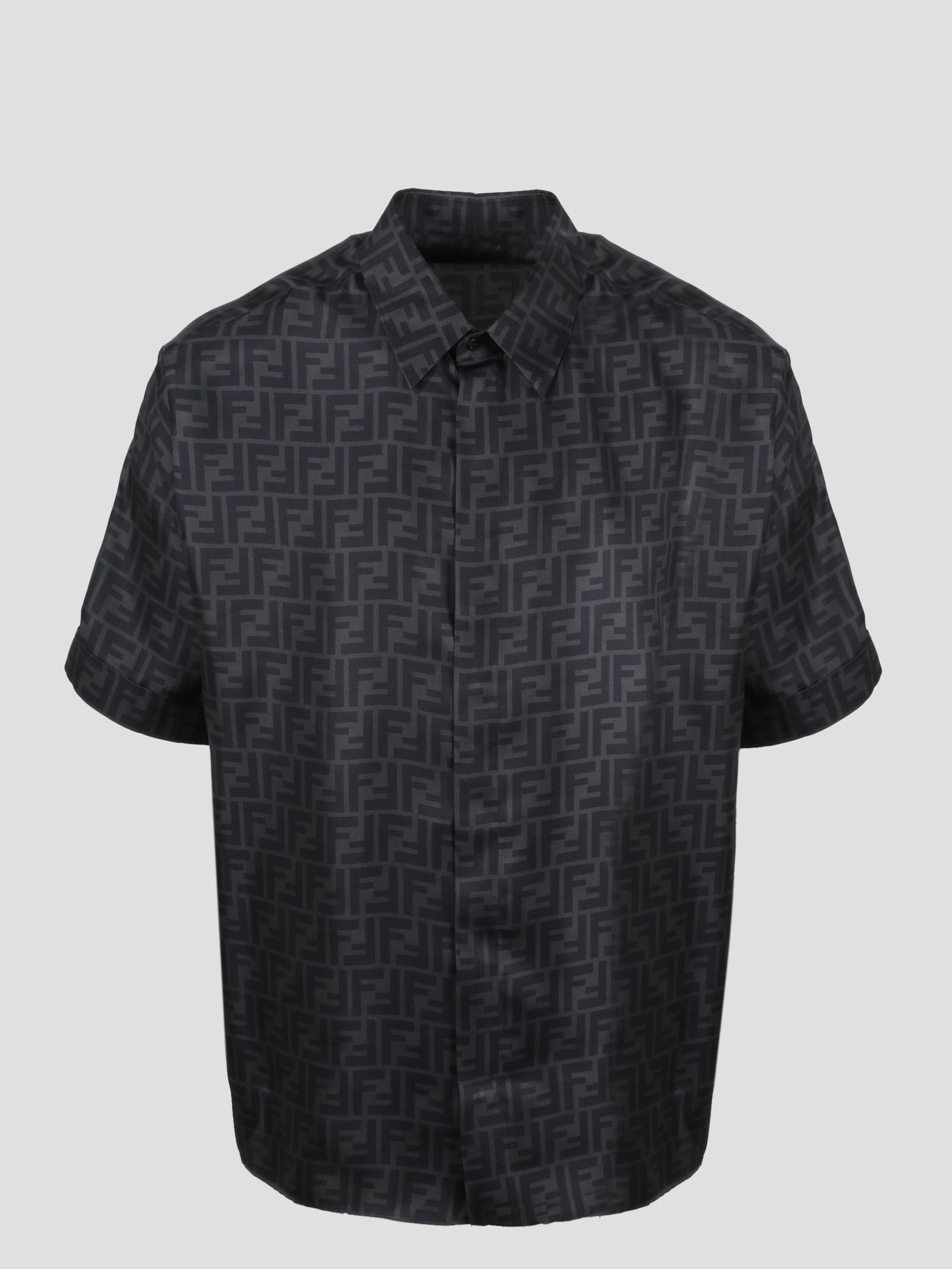 Fendi Ff Silk Shirt in Black for Men