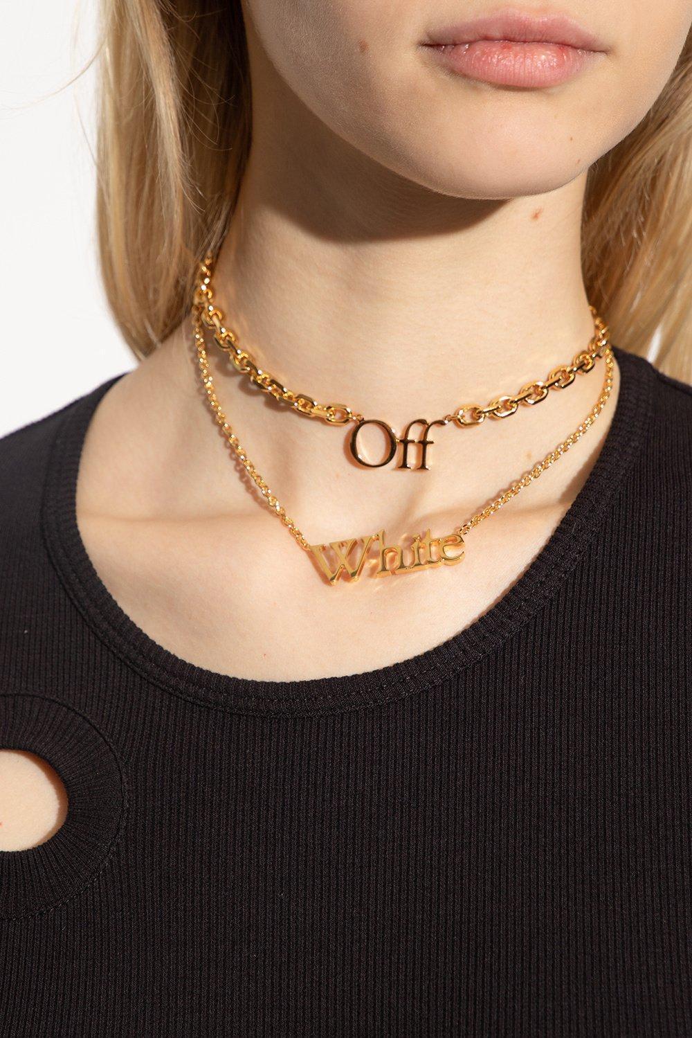 Off-White c/o Virgil Abloh Logo Plaque Chain-linked Necklace in