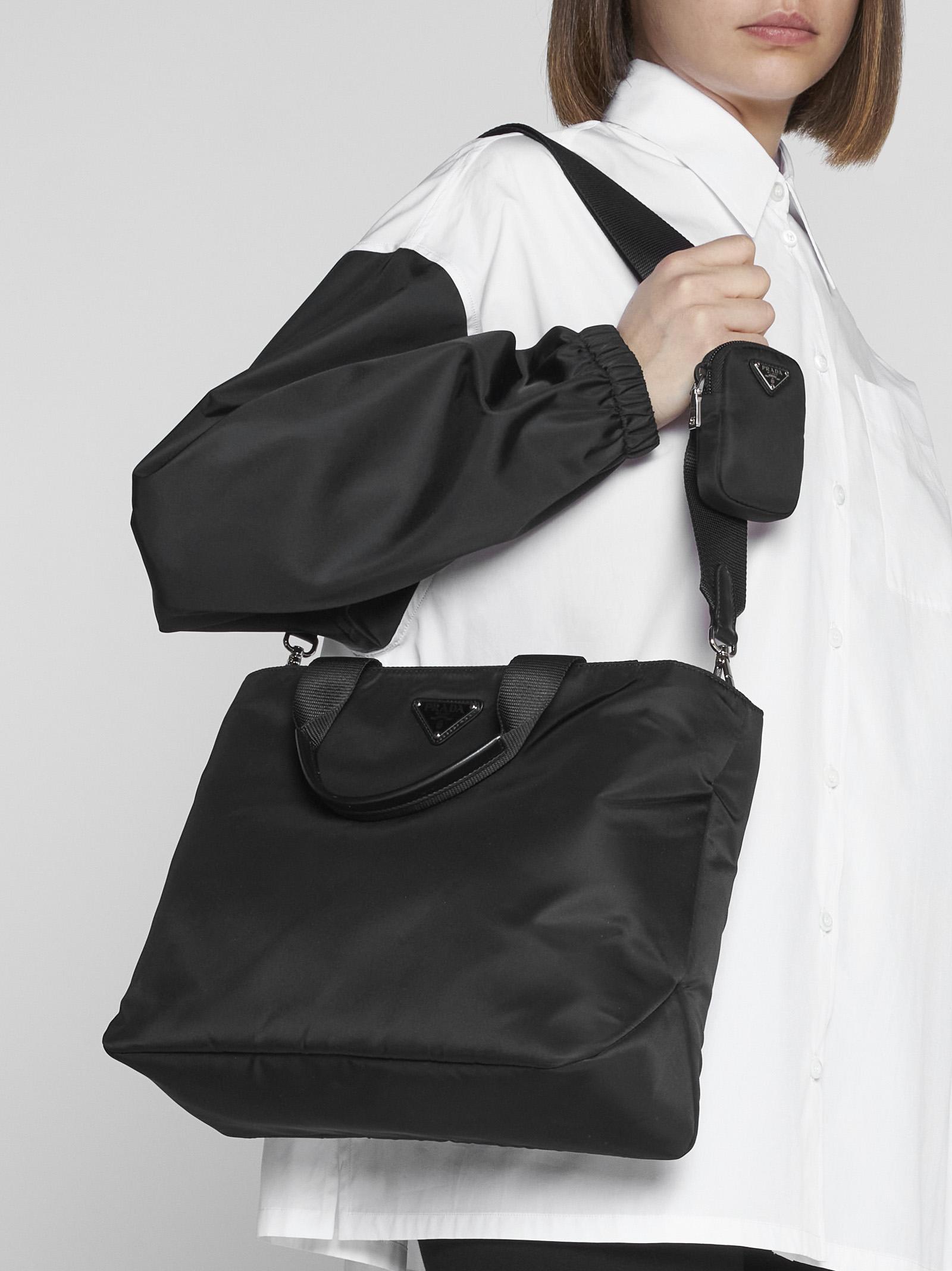 Re Nylon Small Padded Tote in Black - Prada