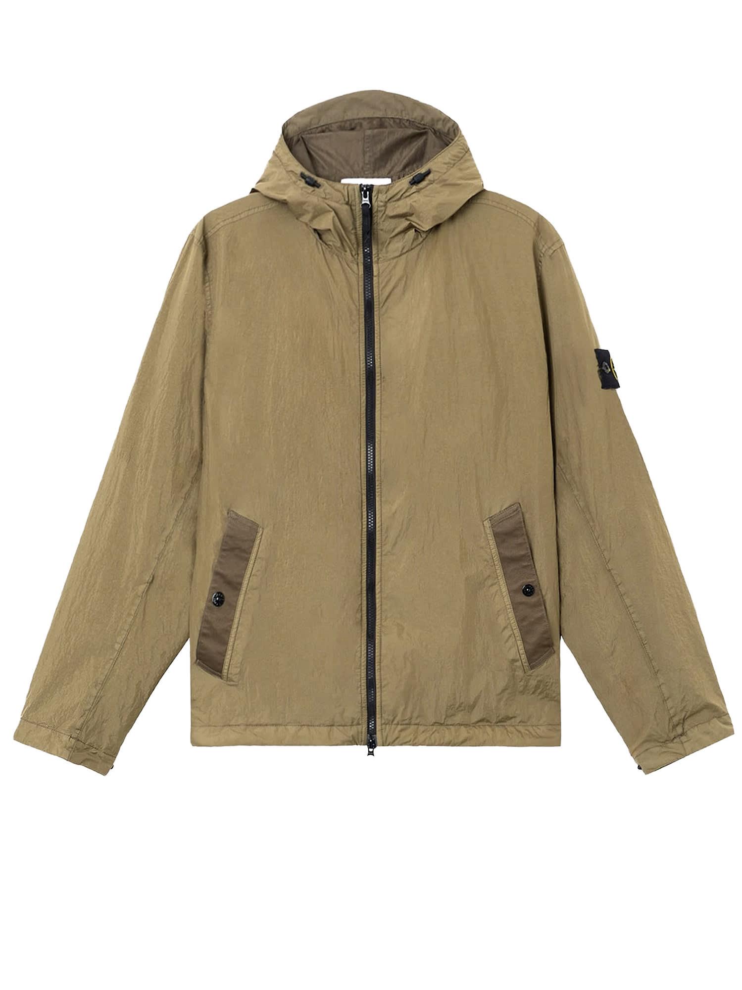 Stone Island Garment Dyed Crinkle Reps Ny Nylon Jacket in Natural