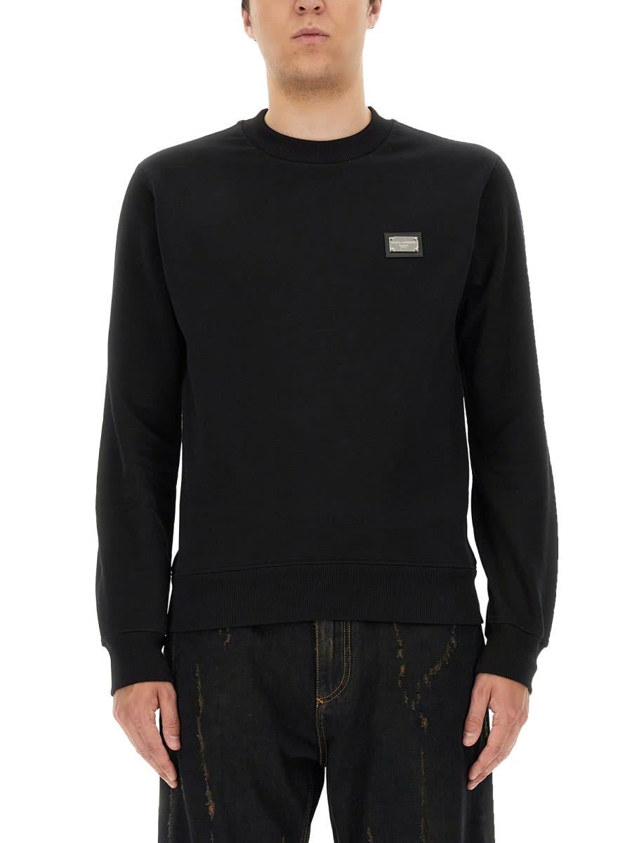Dolce Gabbana Sweatshirt With Logo Plaque in Black for Men Lyst UK