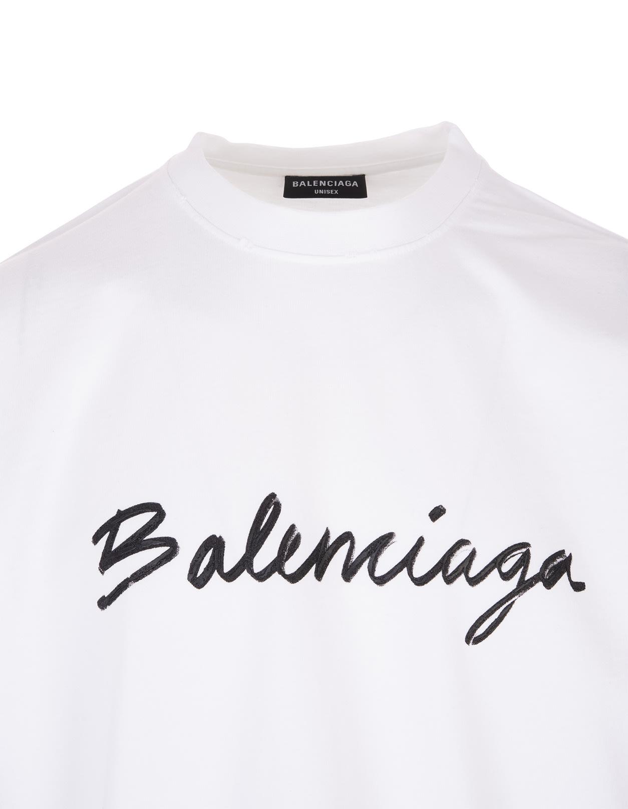 Balenciaga White T-shirt With Italic Logo for Men | Lyst