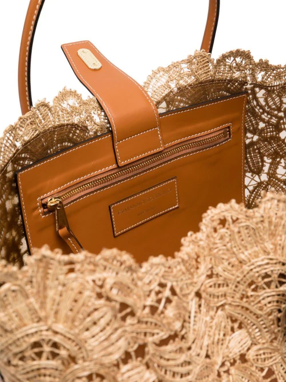 Ermanno Scervino Natural Raffia Lace Shopping Bag | Lyst