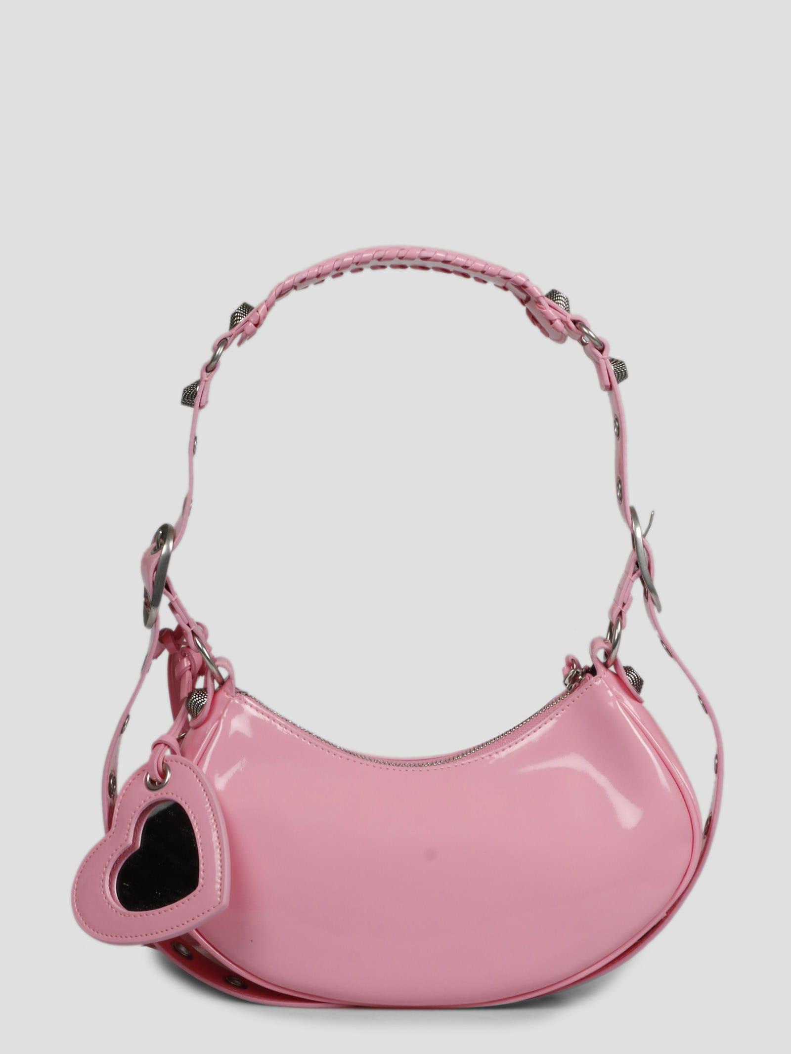 Balenciaga Le Cagole Shoulder Bag XS Pink Patent in  Polyurethane/Polyester/Cotton with Silver-tone - US