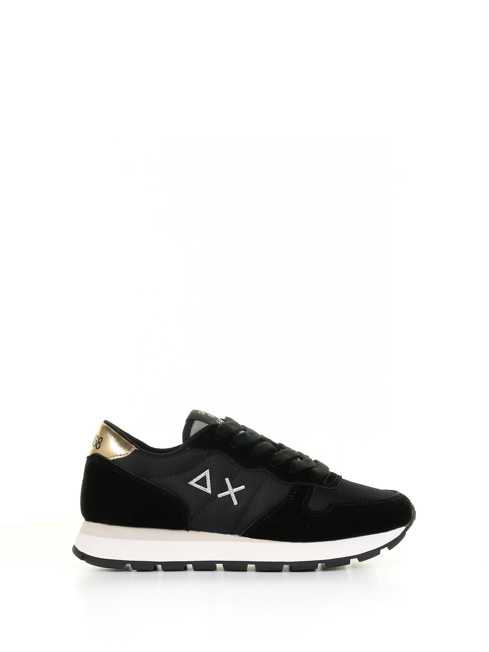 Sun 68 Ally Gold Sneaker With Contrasting Logo in Black | Lyst