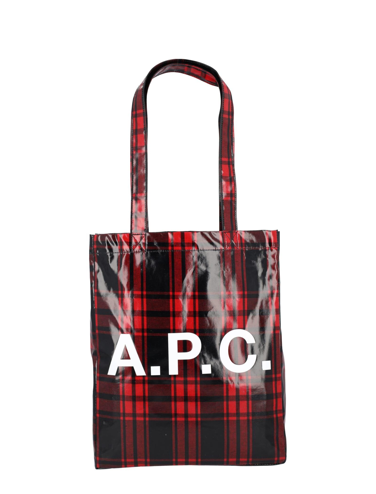 A.P.C. Canvas Lou Tote Bag in Red Check (Red) | Lyst