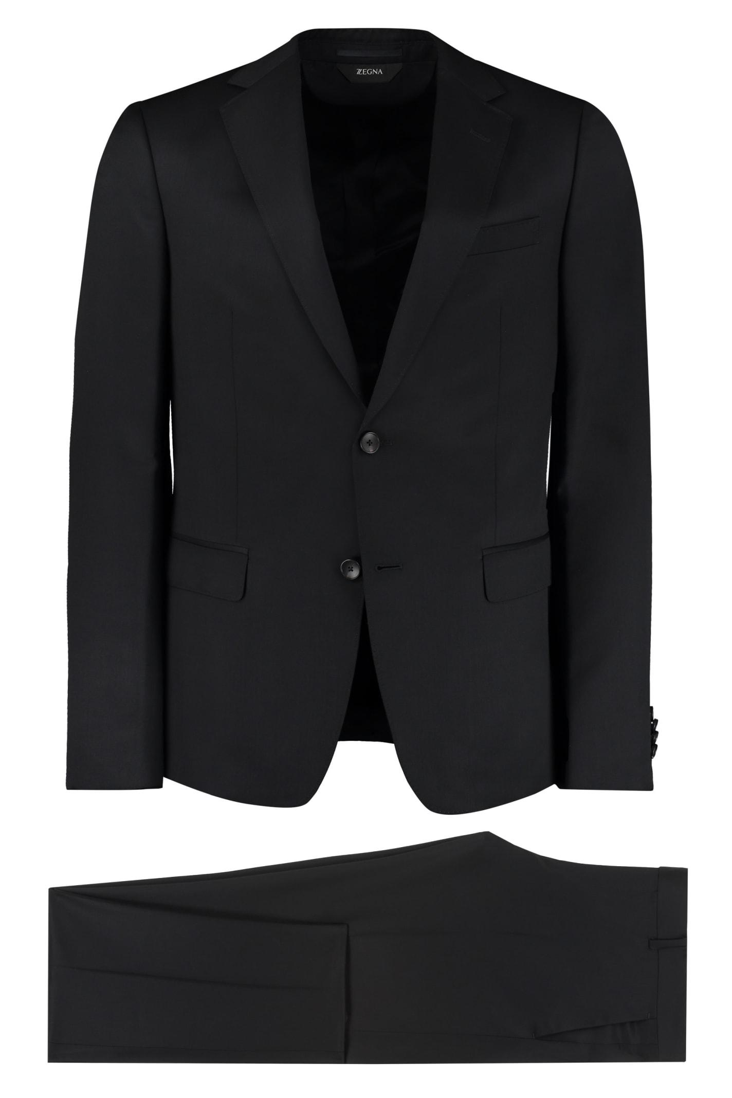Zegna Wool And Mohair Two Piece Suit in Black for Men | Lyst