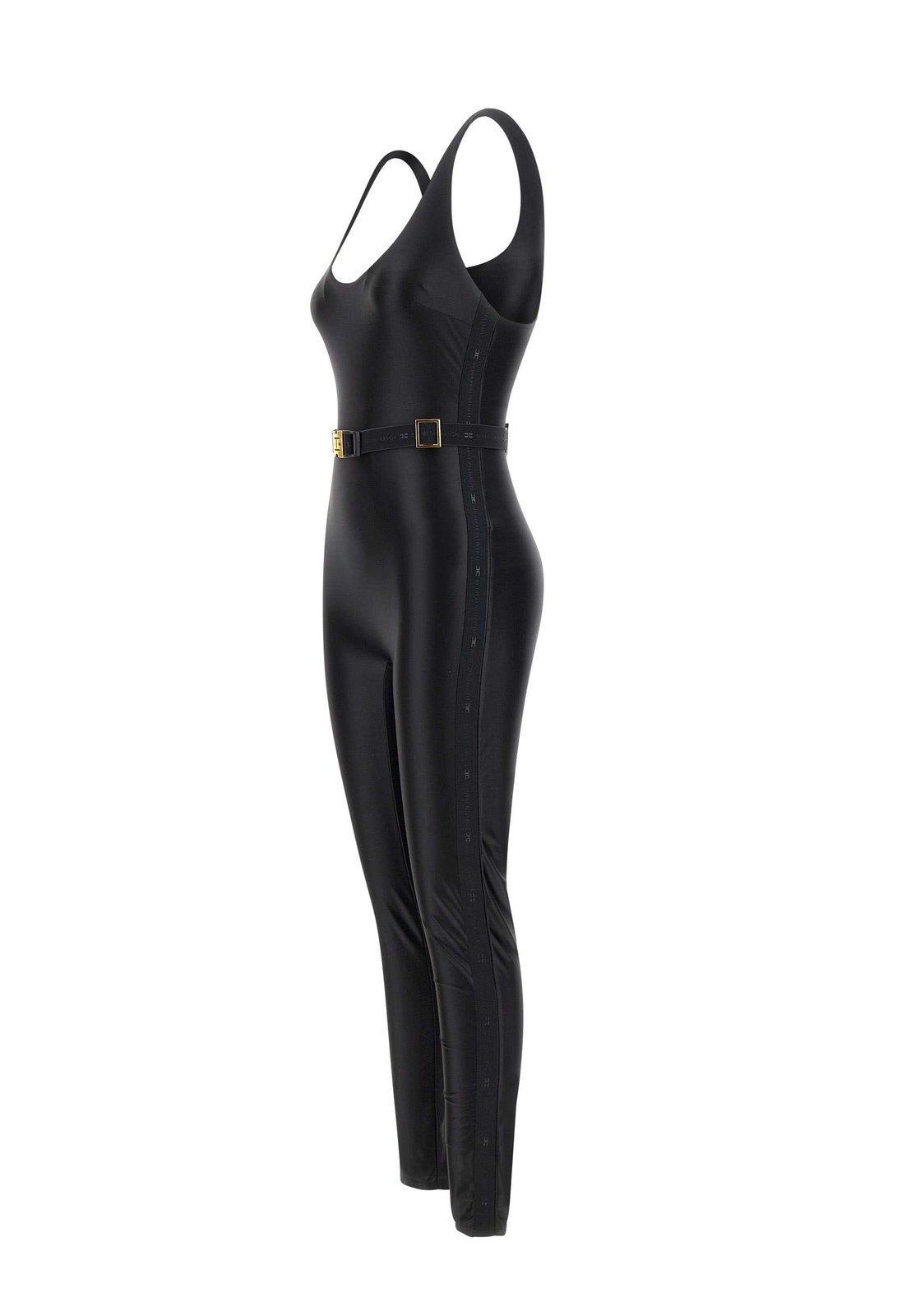 Elisabetta Franchi Lycra Halter Neck Jumpsuit in Black | Lyst
