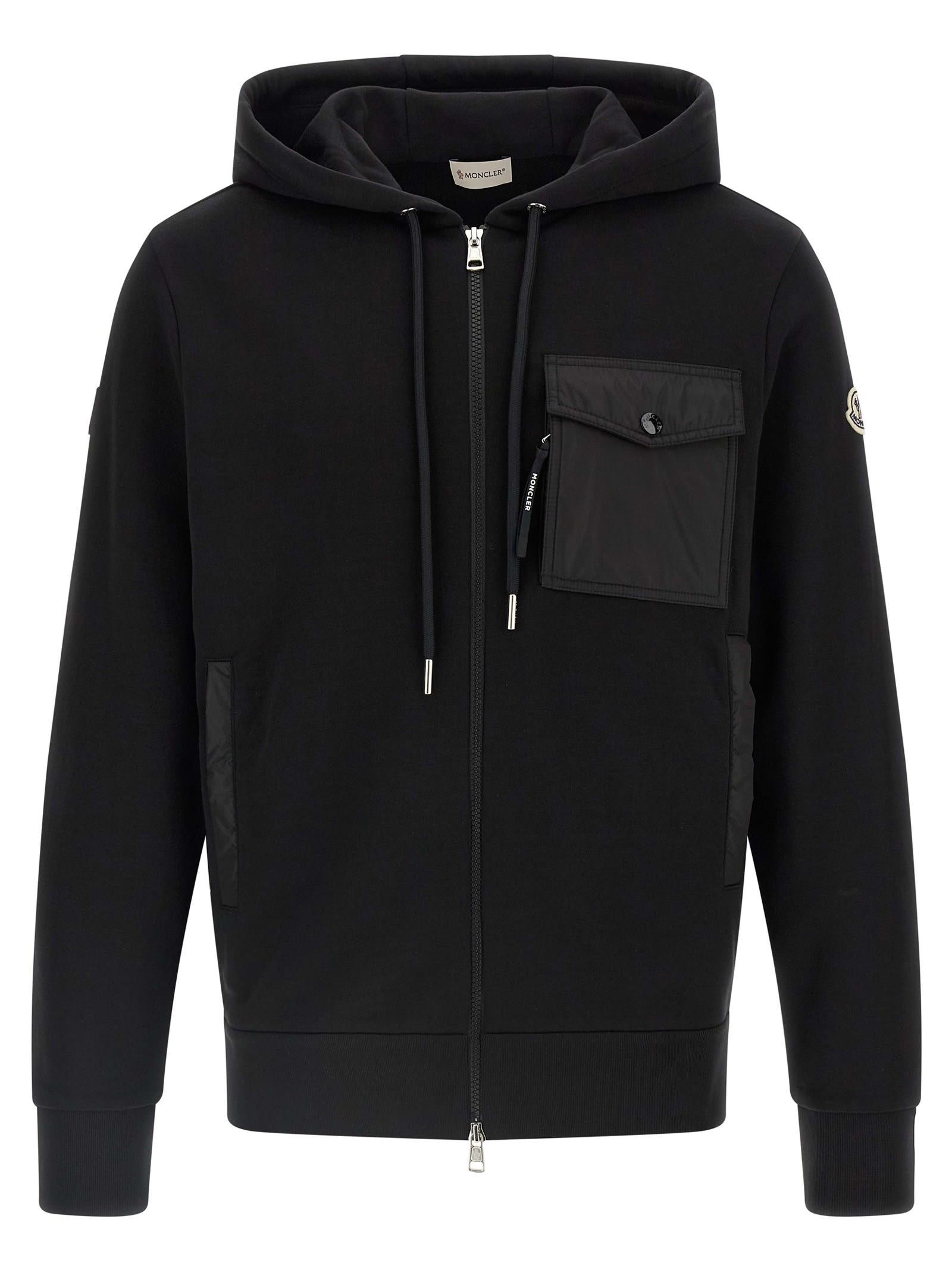 新品☆MONCLER Greylinelogo Hoodie パーカー M 黒色 Moncler Logo Cotton Fleece Hooded Zip Up Cardigan | Saks