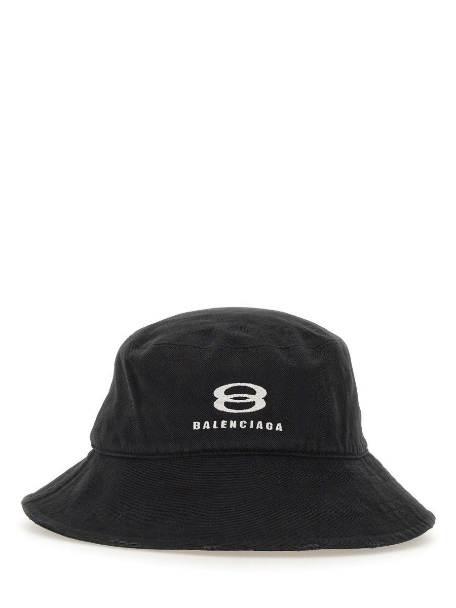 Balenciaga Logo Embroidered Bucket Hat in Black | Lyst