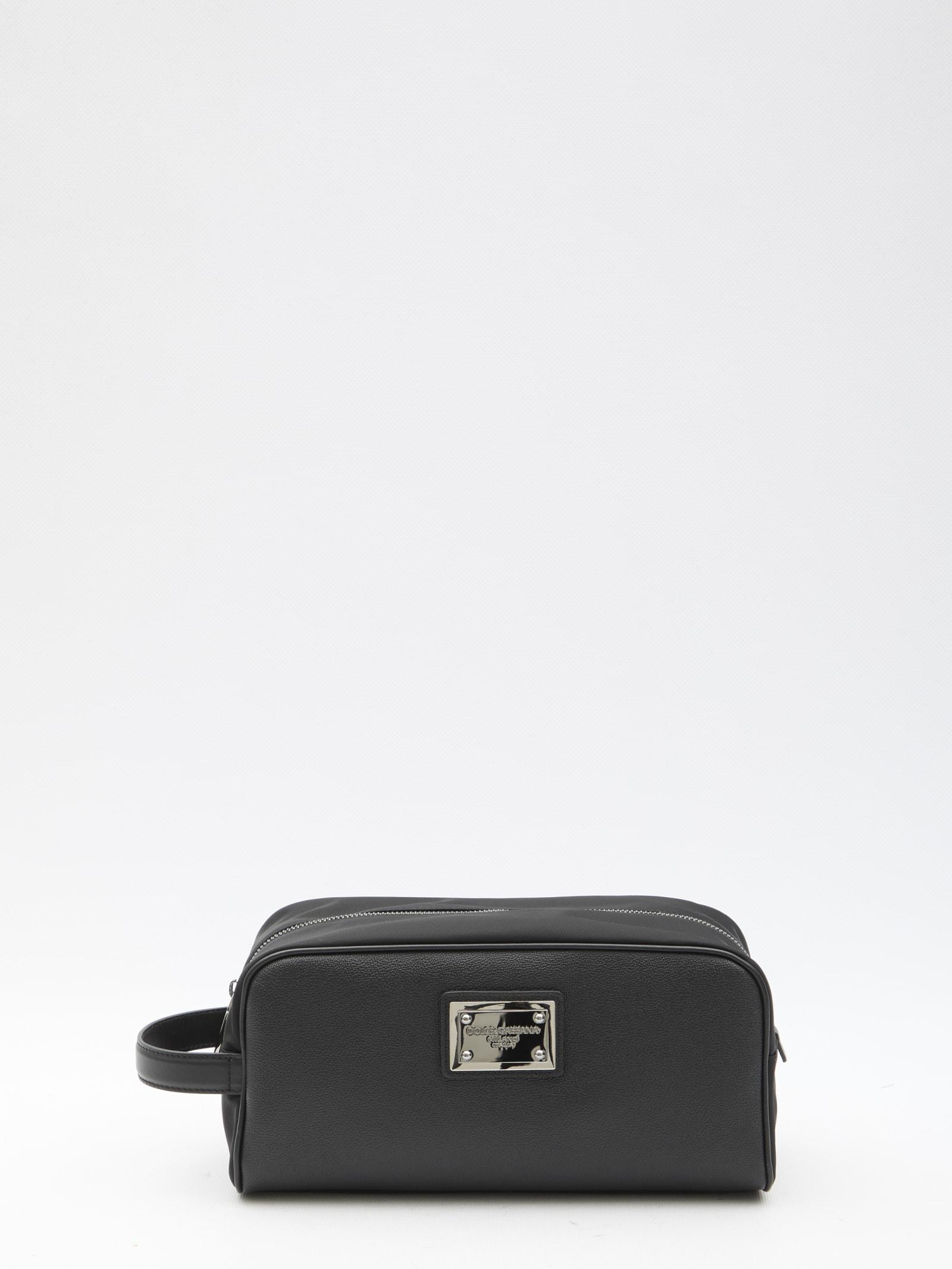 Dolce Gabbana Calfskin And Nylon Toiletry Bag in Black for Men Lyst
