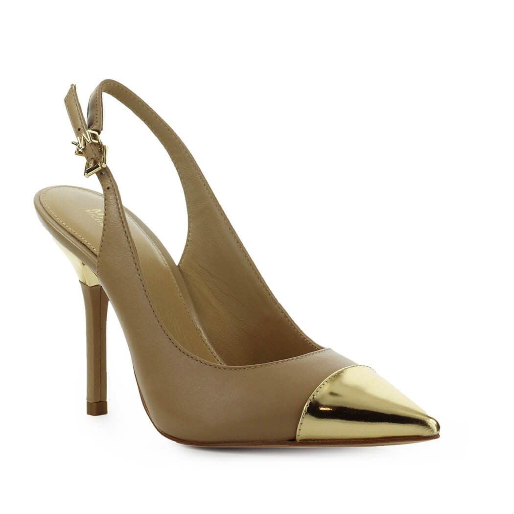 Michael Kors Kadence Toe Cap Beige Gold Slingback Pump in Metallic | Lyst