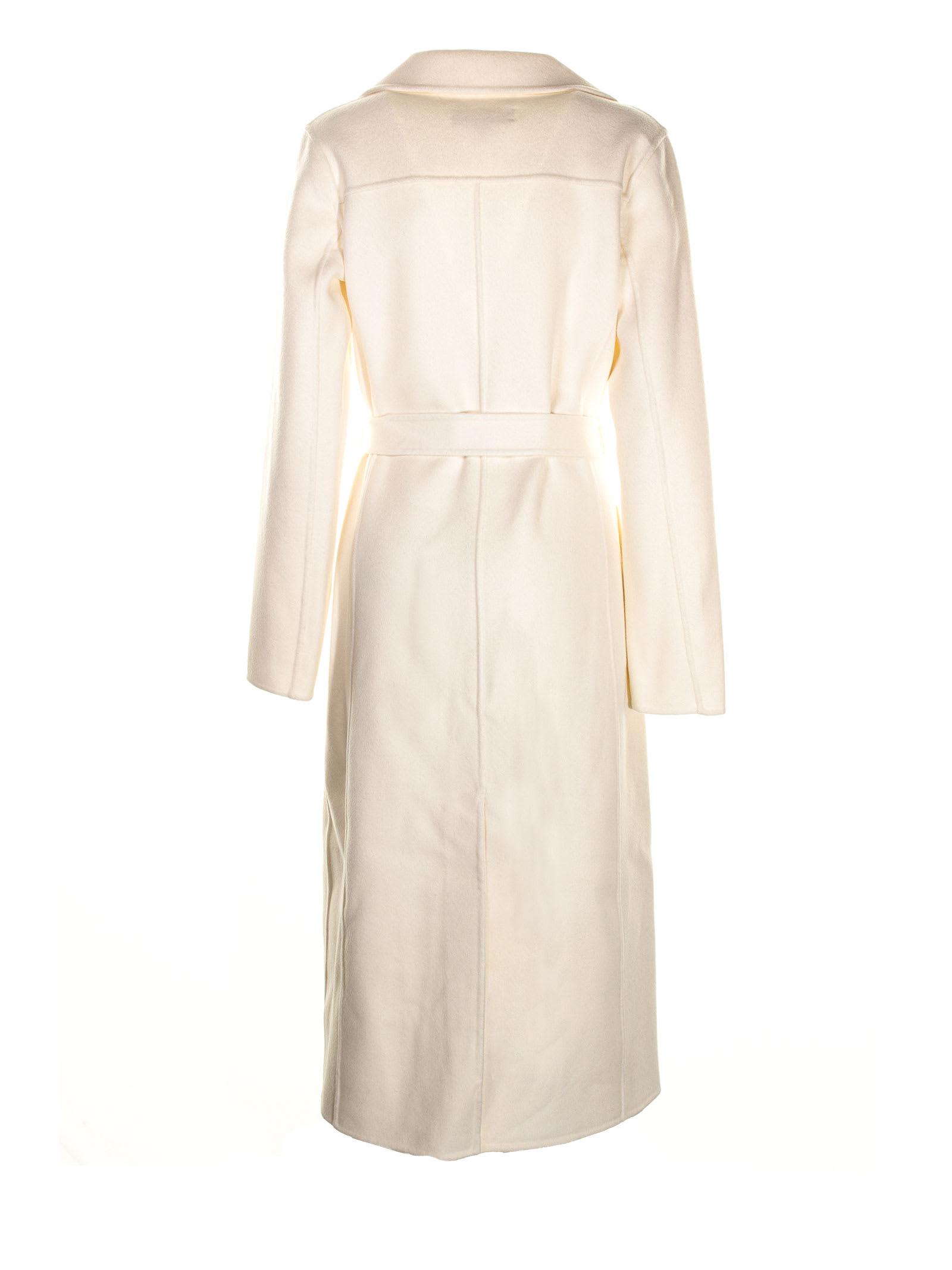 Long Coat In Wool With Belt