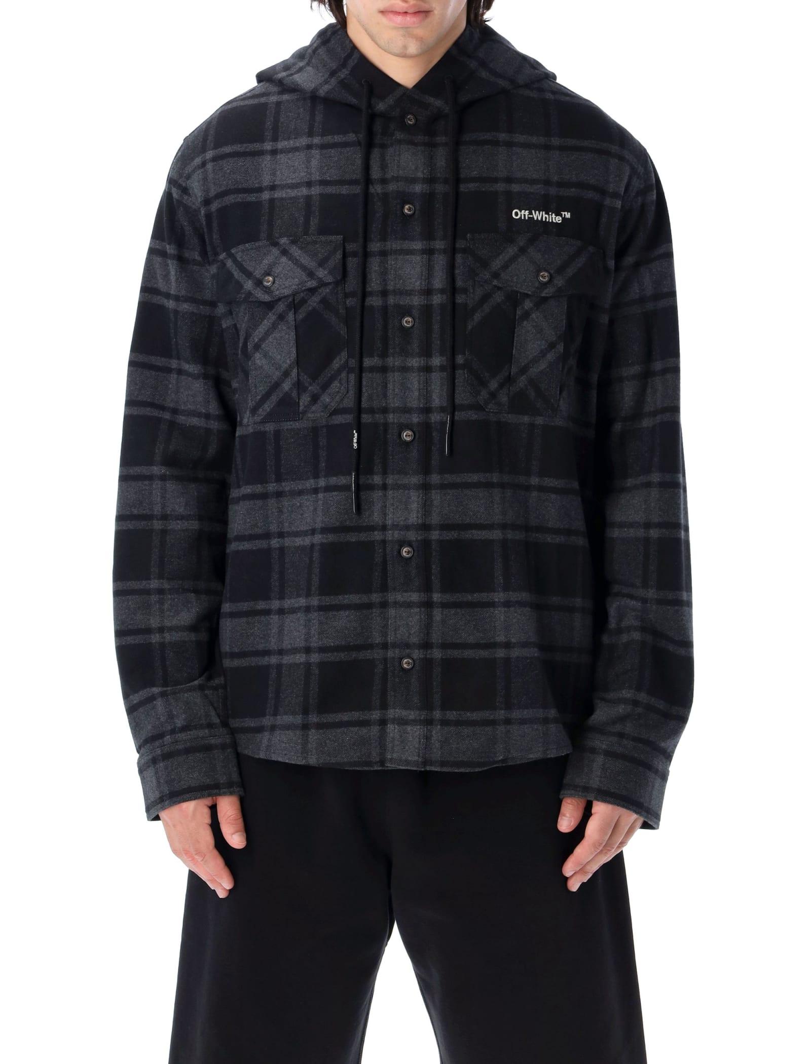 Outline Arrow Flannel Hoodie Shirt 