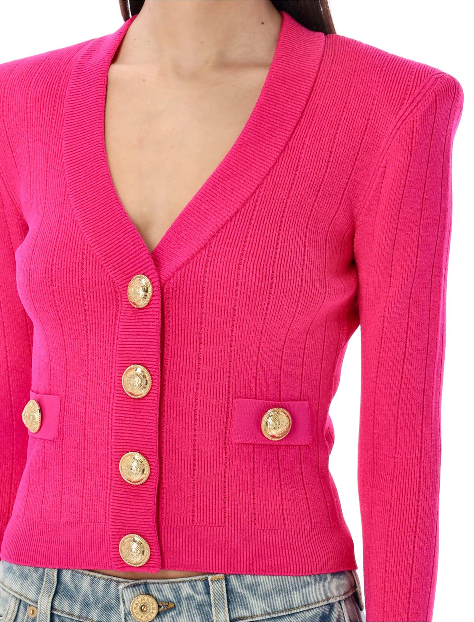 Balmain buttoned ribbed cardigan - Black