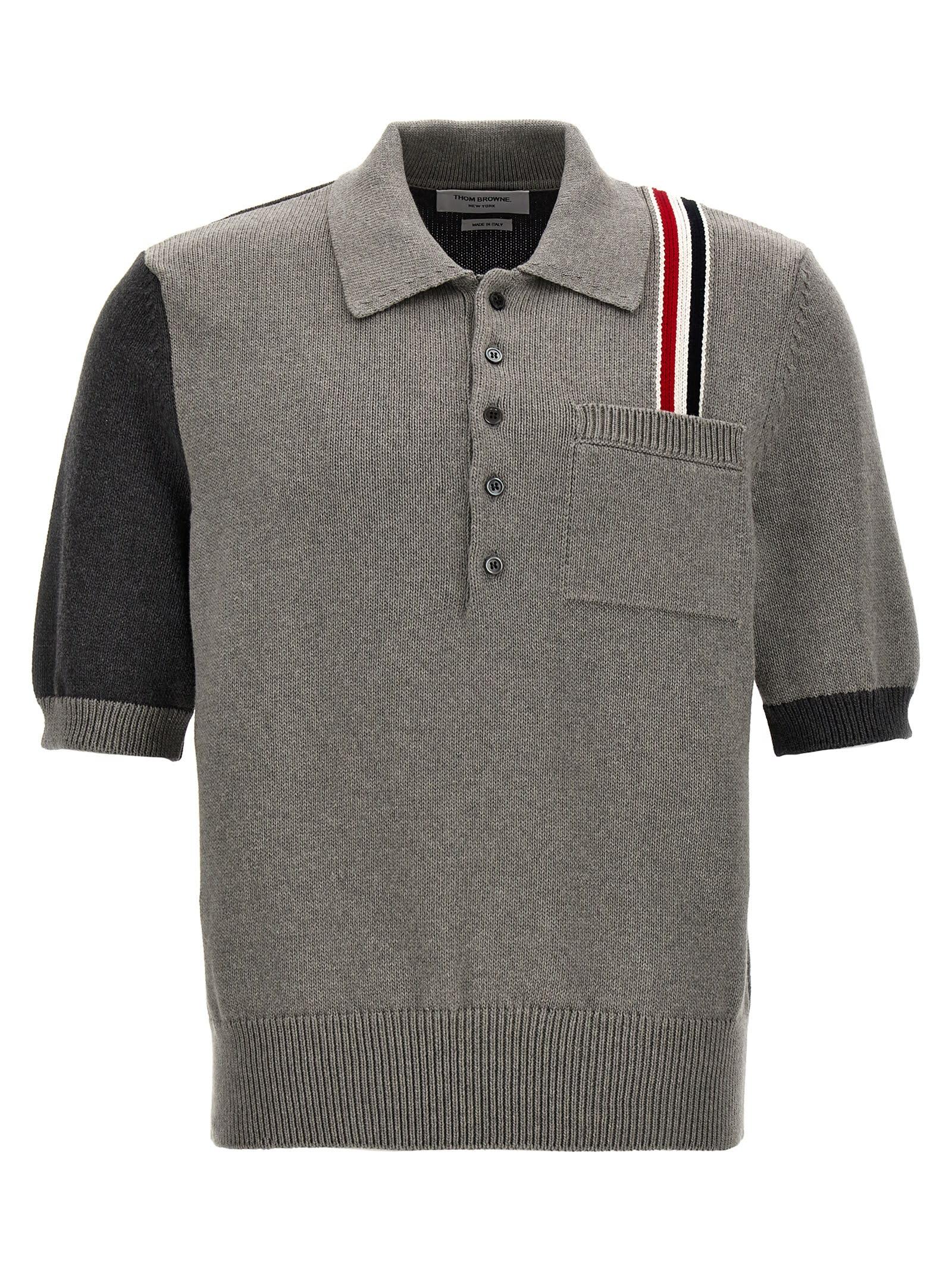 Thom Browne Gray Striped Polo