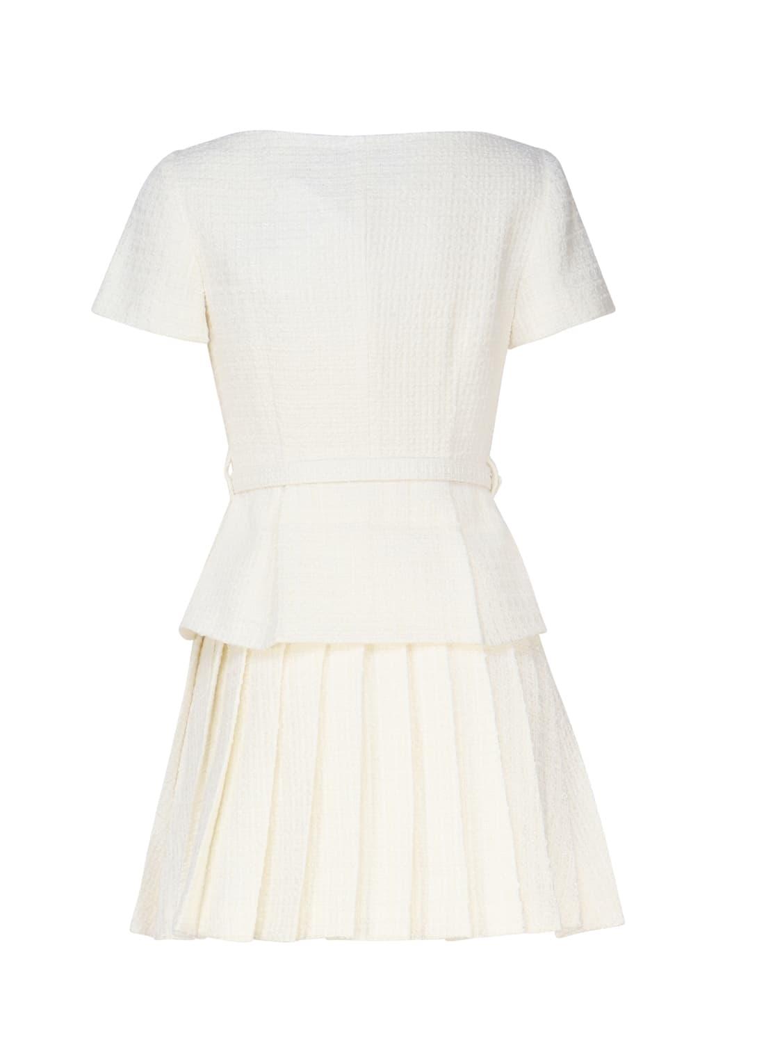 Self-Portrait Short Dress With Pleats in White | Lyst