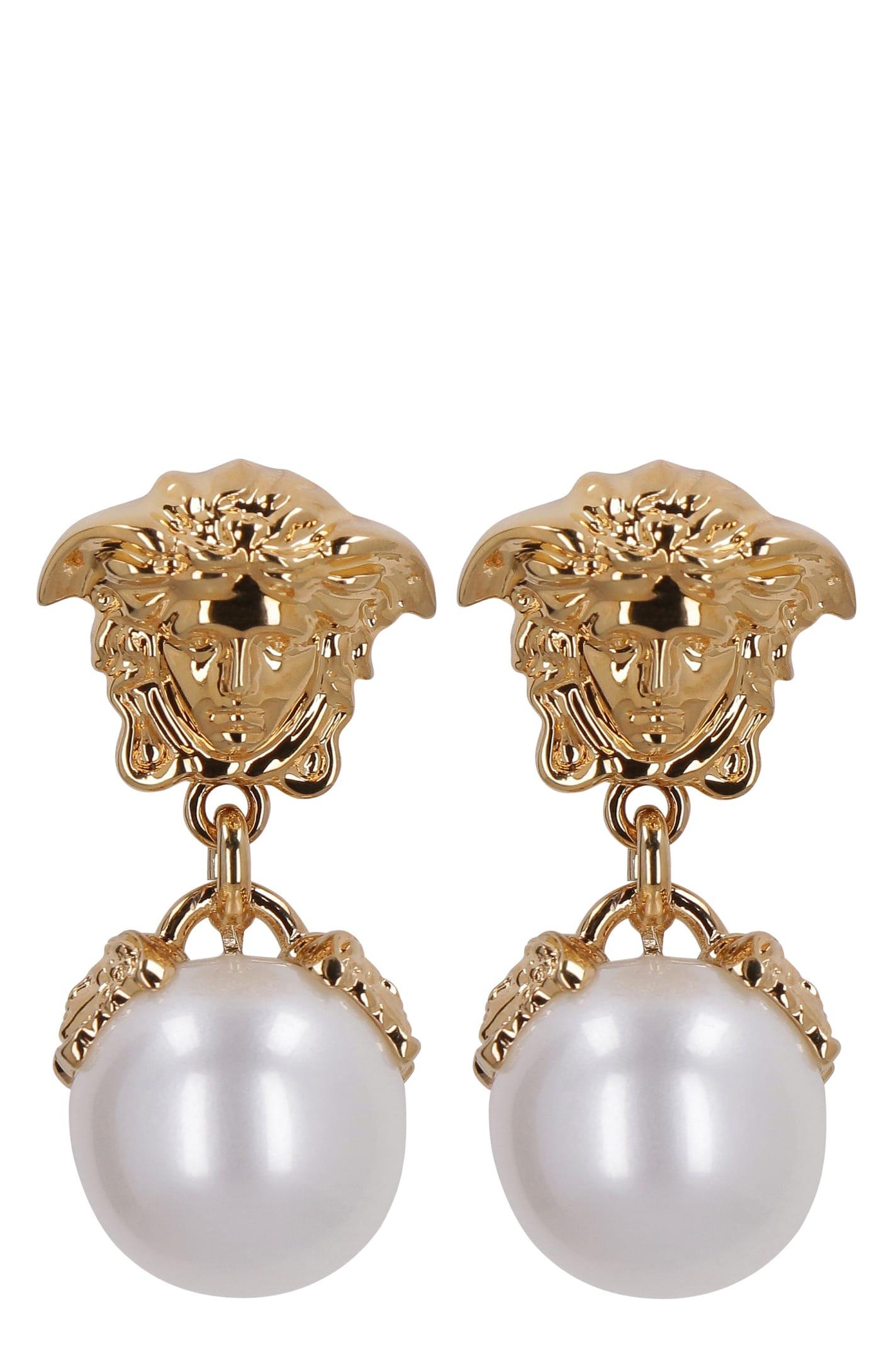 Versace Medusahead Pearldrop Earrings in Gold (Metallic) Lyst