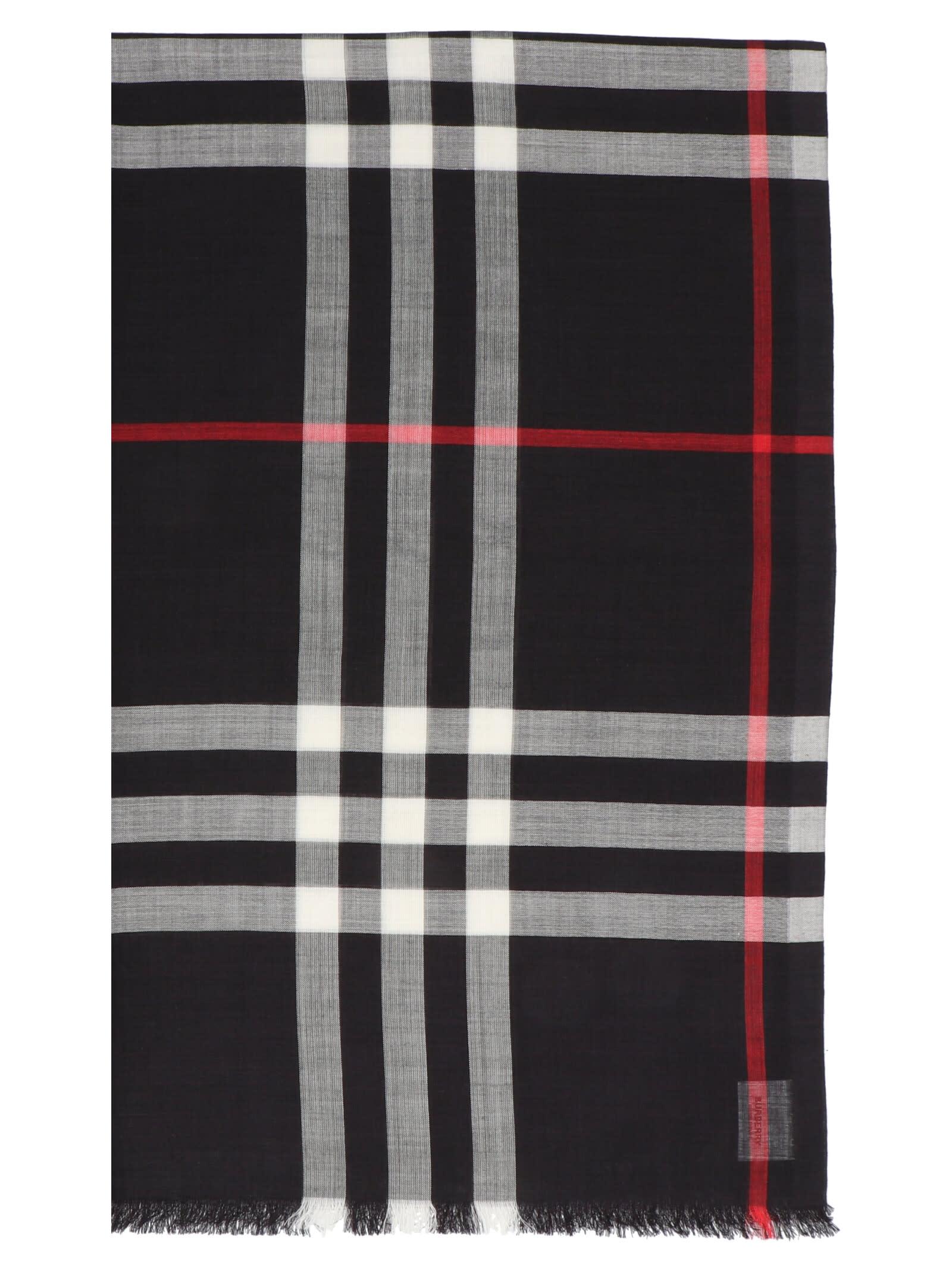 Burberry Giant Check Gauze Scarf in Black for Men | Lyst