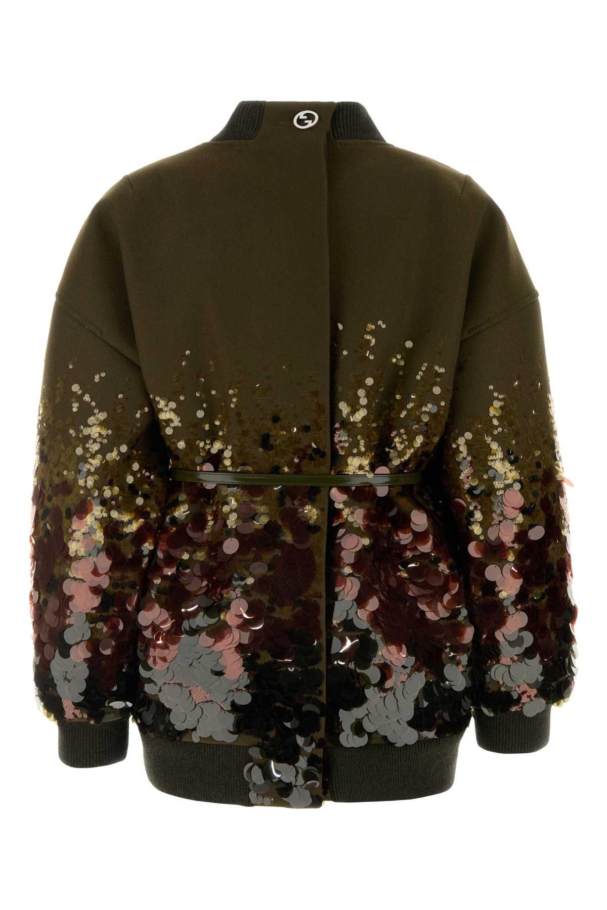 Gucci Embellished Wool Bomber Jacket in Green Lyst