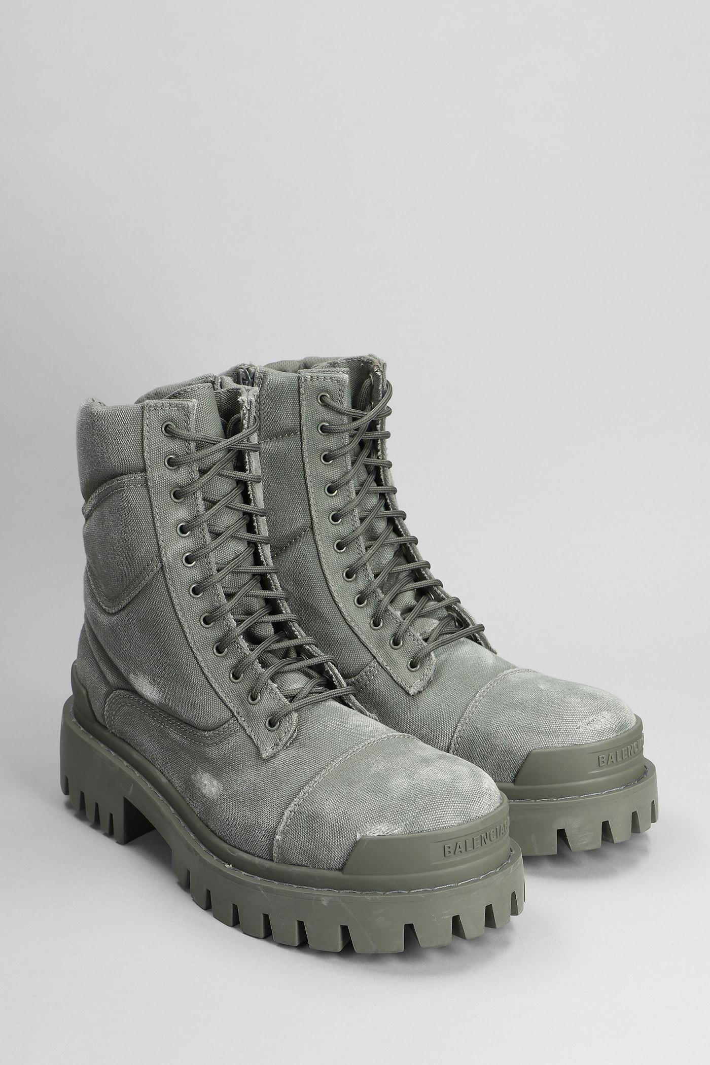 Balenciaga Combat Strike Combat Boots In Cotton in Gray for Men Lyst