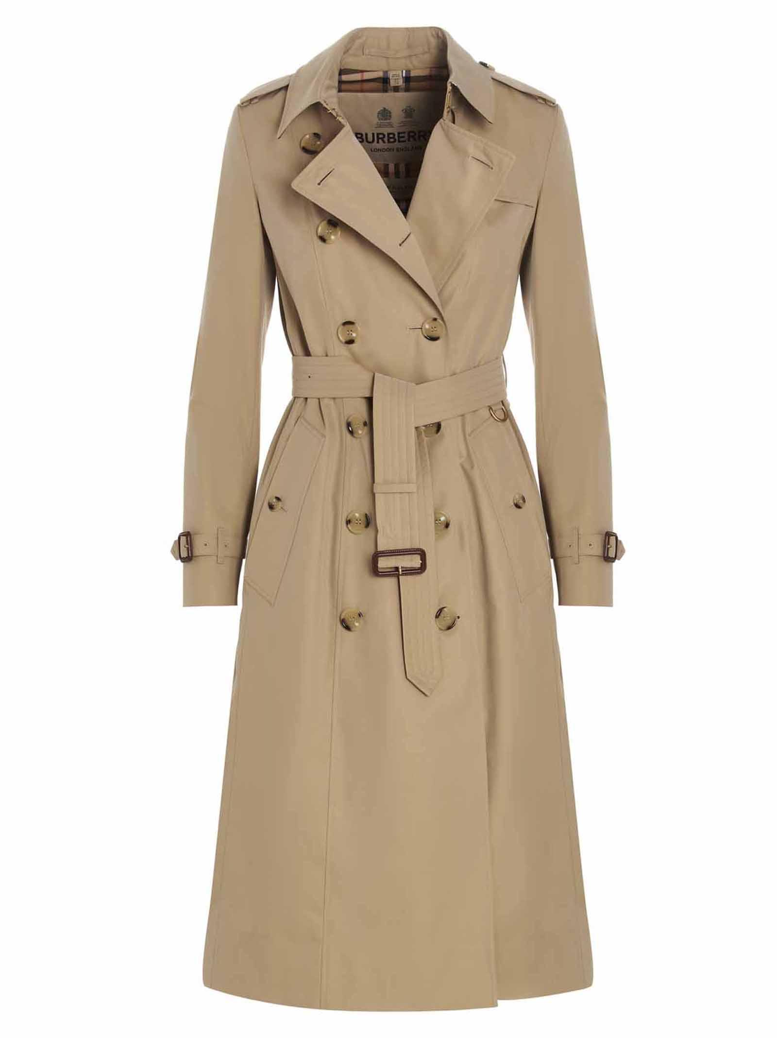 Burberry 'chelsea' Fitted Trench Coat in Natural | Lyst