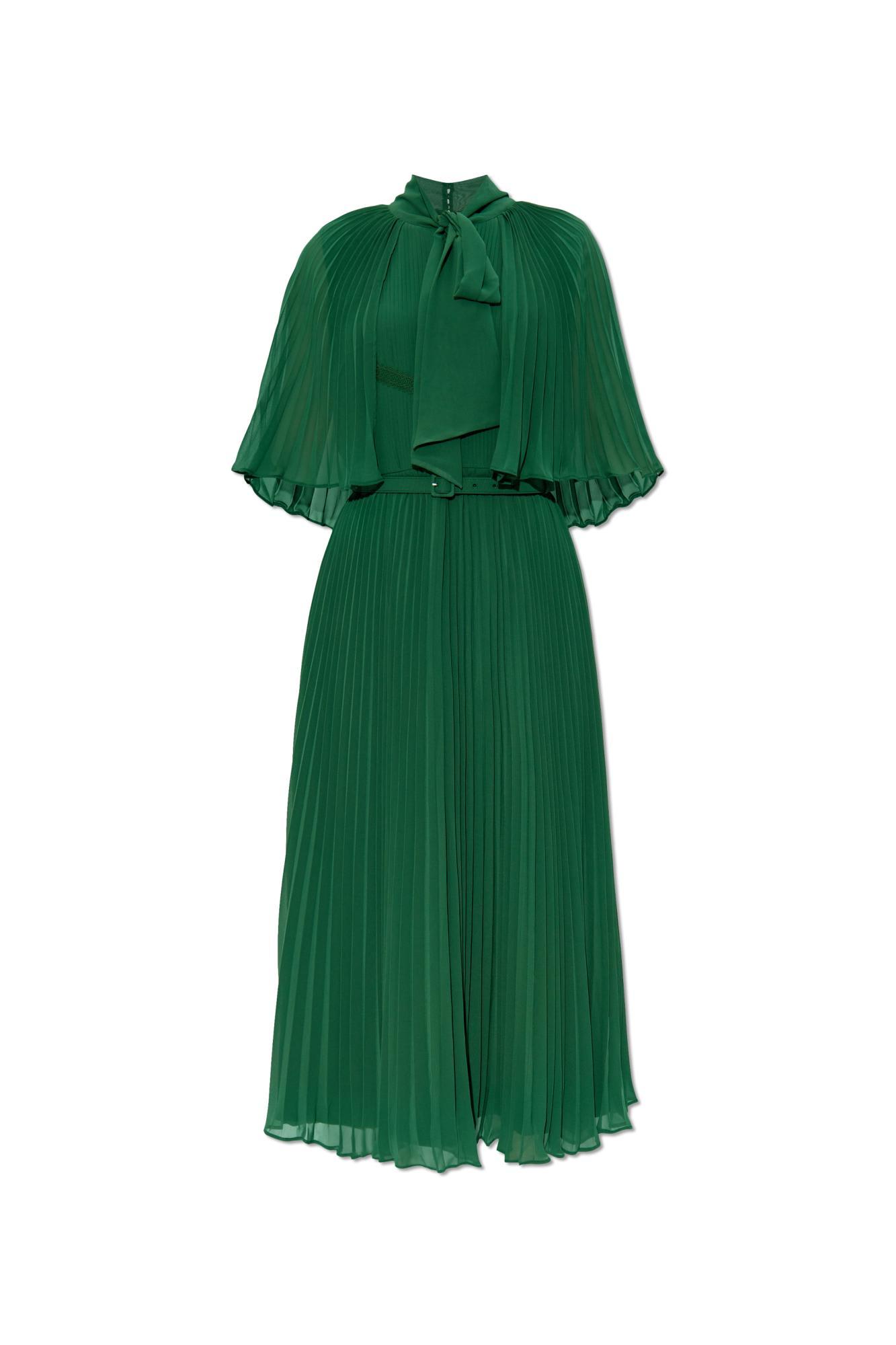 slim fit dress slacks Green Chiffon Midi Dress – self-portrait-US main image 0