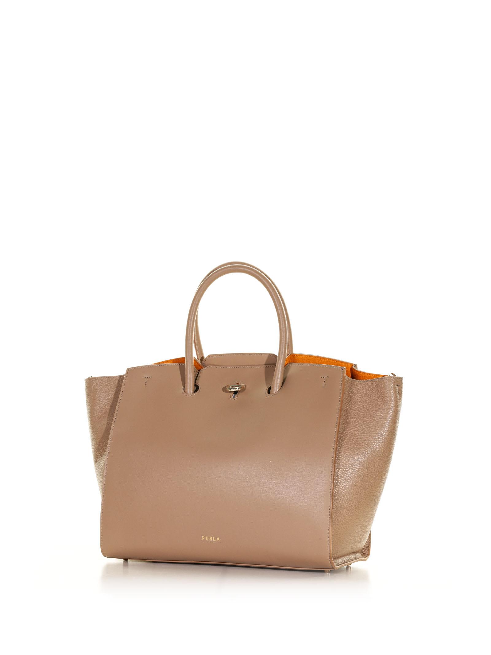 Furla Genesi L Leather Shopping Bag in Natural