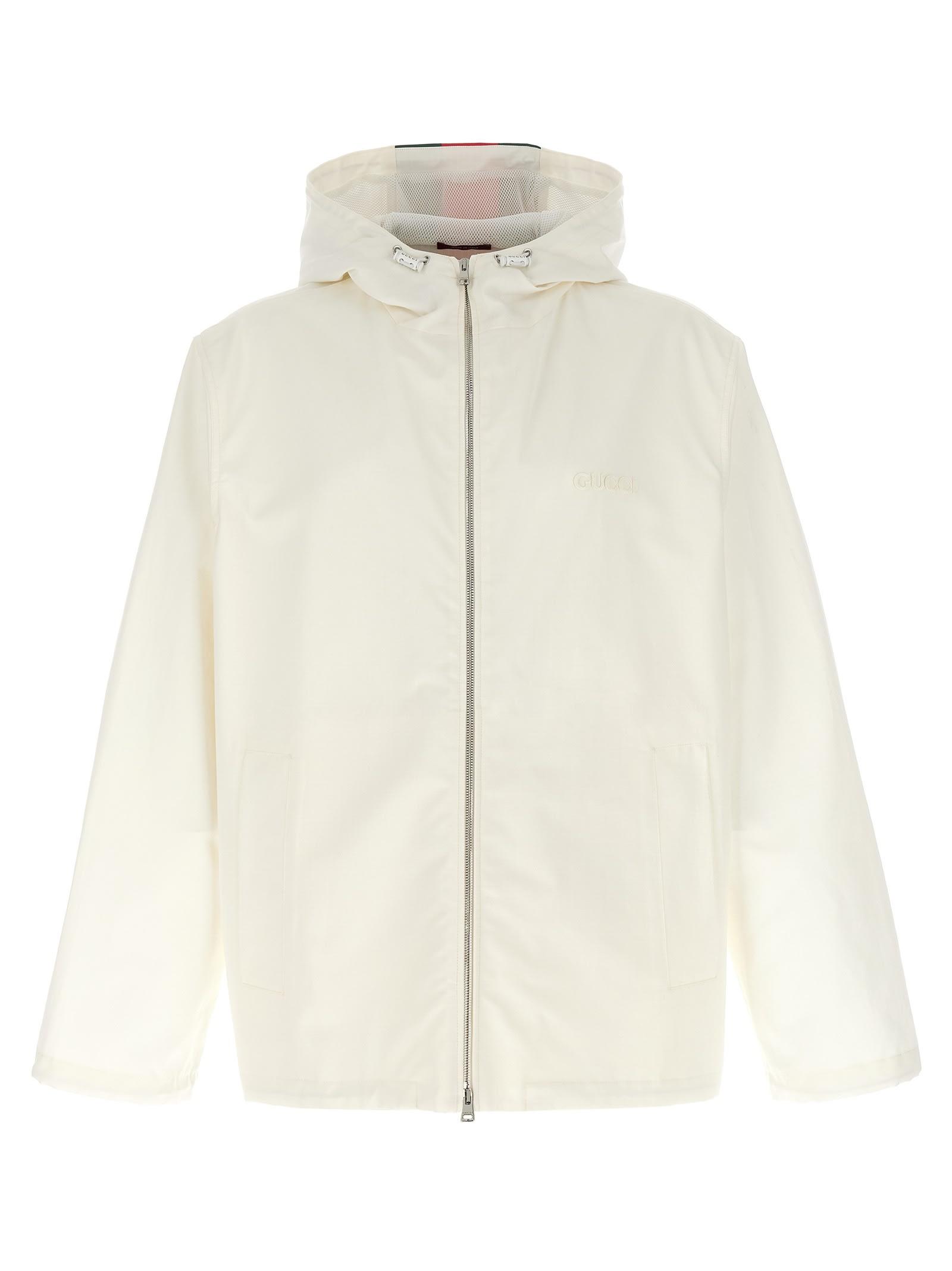 【関税込み】gucci Nastro Web Water Repellent Jacket Gucci Nastro Web Water Repellent Jacket in White for Men | Lyst