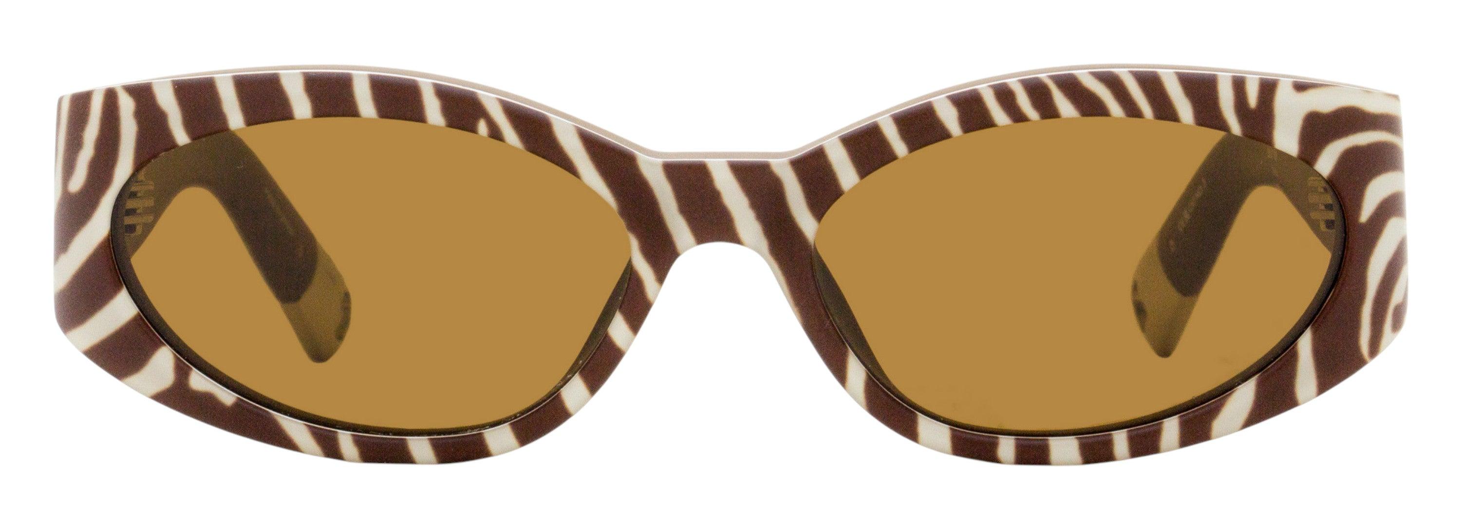 Jacquemus Ovalo Sunglasses JAC4S 011 Brown Zebra 55mm Jacquemus Ovalo Sunglasses Matte Brown White Zebra/Brown main image 2