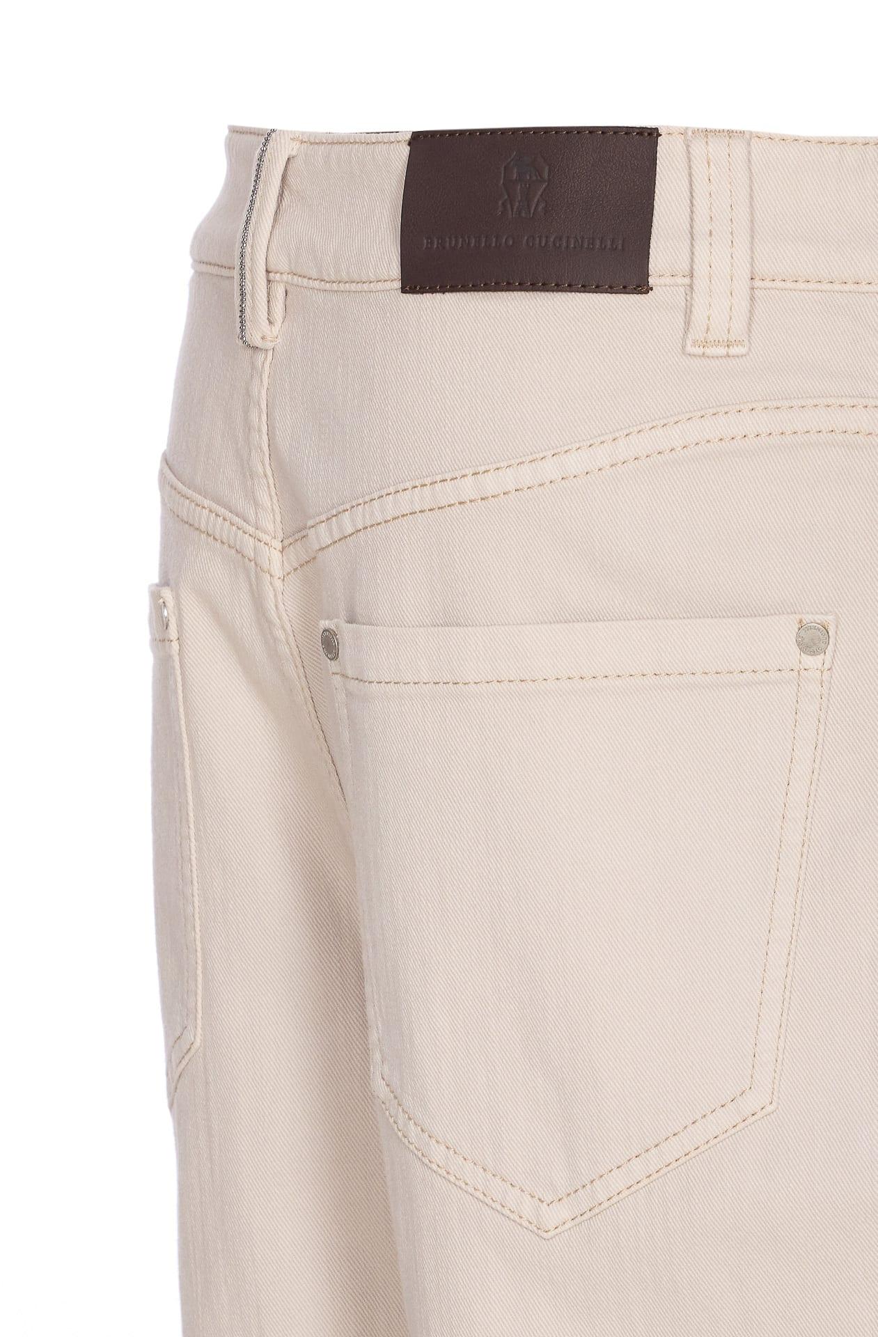 Brunello Cucinelli Loose Barrel Denim Pants With Monile in