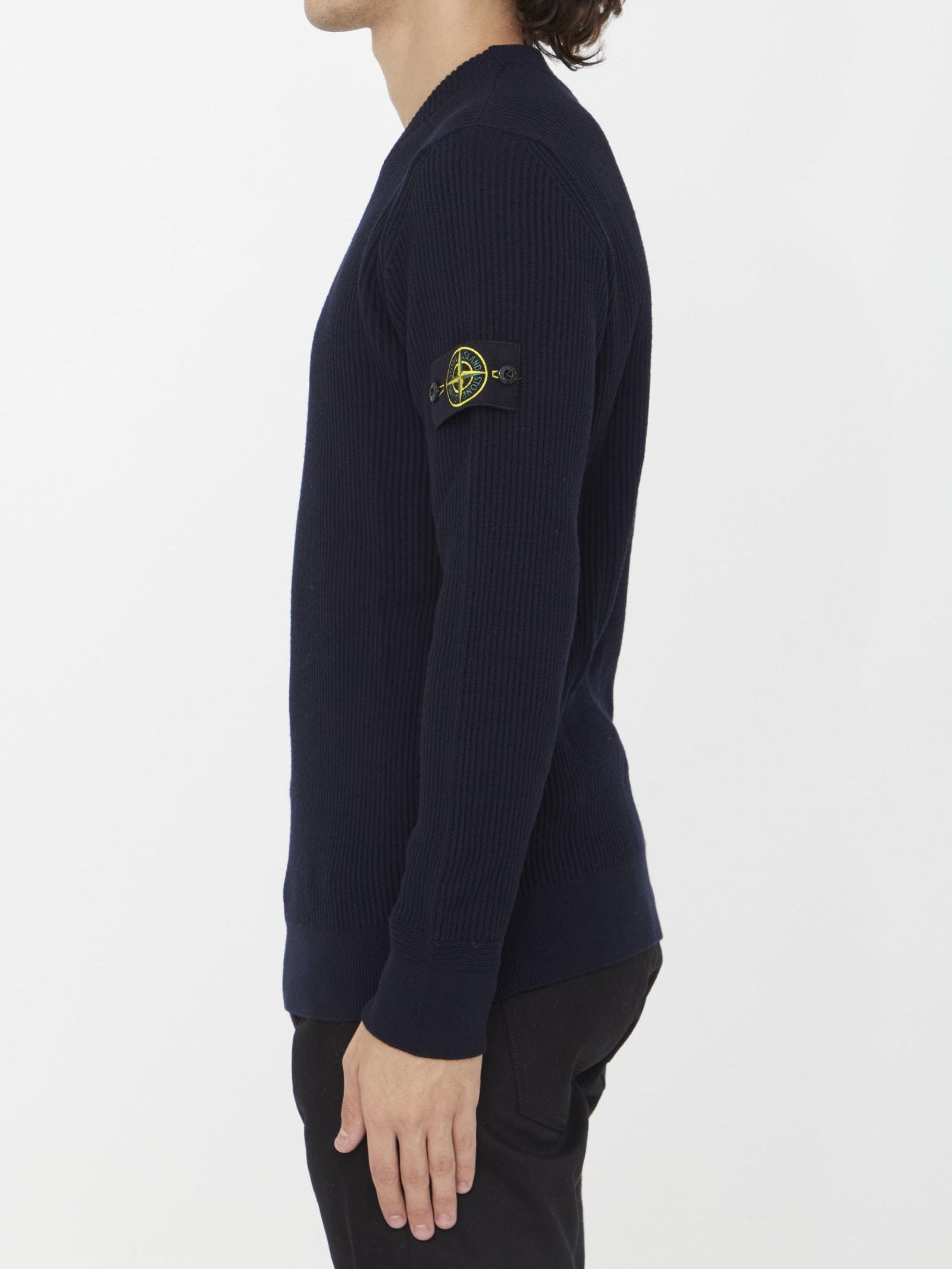 Stone Island Logo-patch Knit Jumper in Blue for Men | Lyst