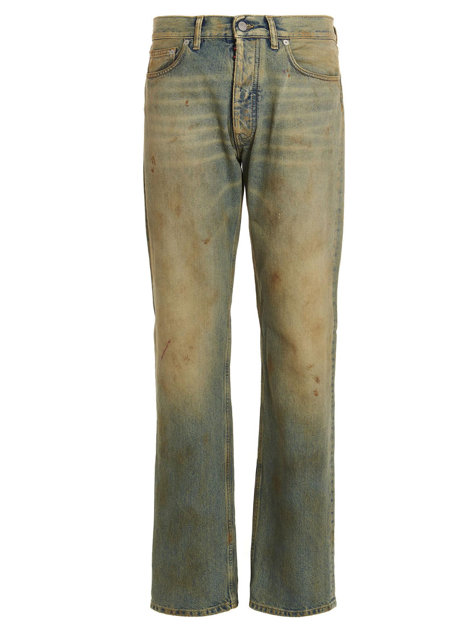 Maison Margiela Dirty Effect Jeans in Green for Men | Lyst