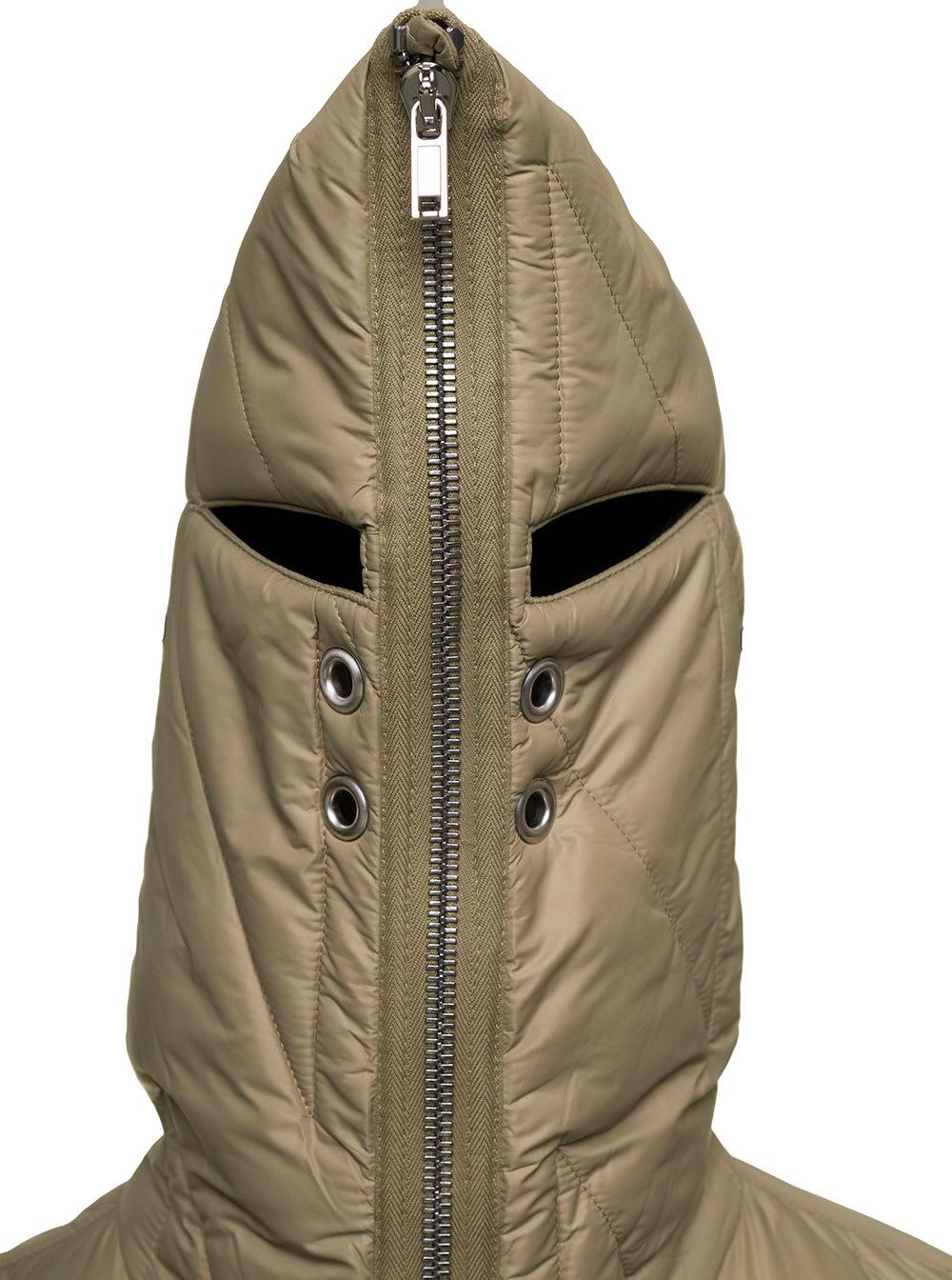 Rick Owens Beige Down Jacket With Hood With Eye Holes In Rick Owens Beige Down Jacket With Hood With Eye Holes In
