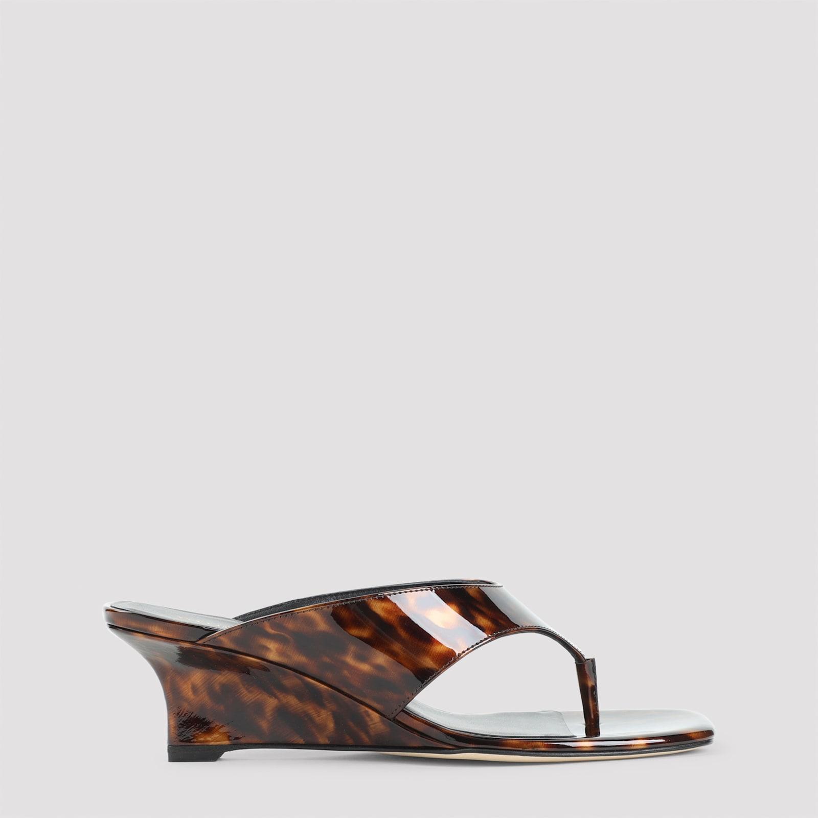 Sandales à Plateforme Stuart Weitzman - Cuir Verni Tortue - Taille 8 M - Occasion Comme Neuve