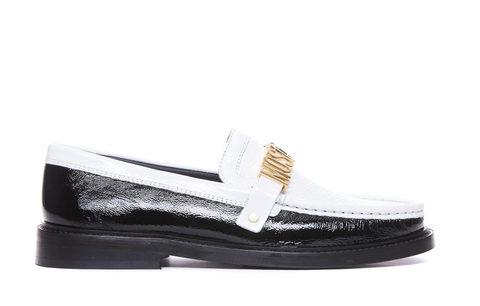 Moschino two-tone leather loafers - Black