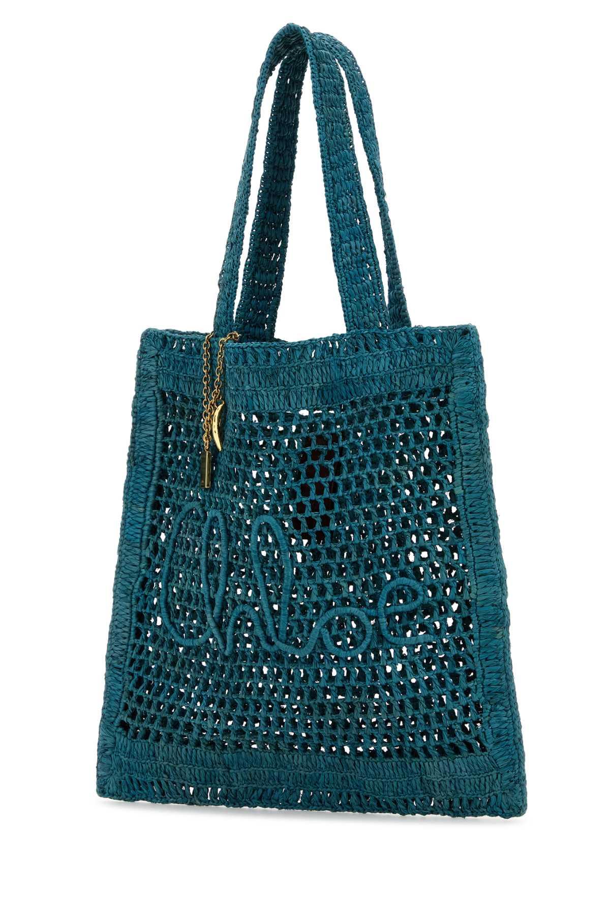 トートバッグ CHLOE Cerulean Blue Raffia Estate Banana Shopping Bag Chloé Summer Banana Tote Bag In Raffia in Stormy sea | Chloé US
